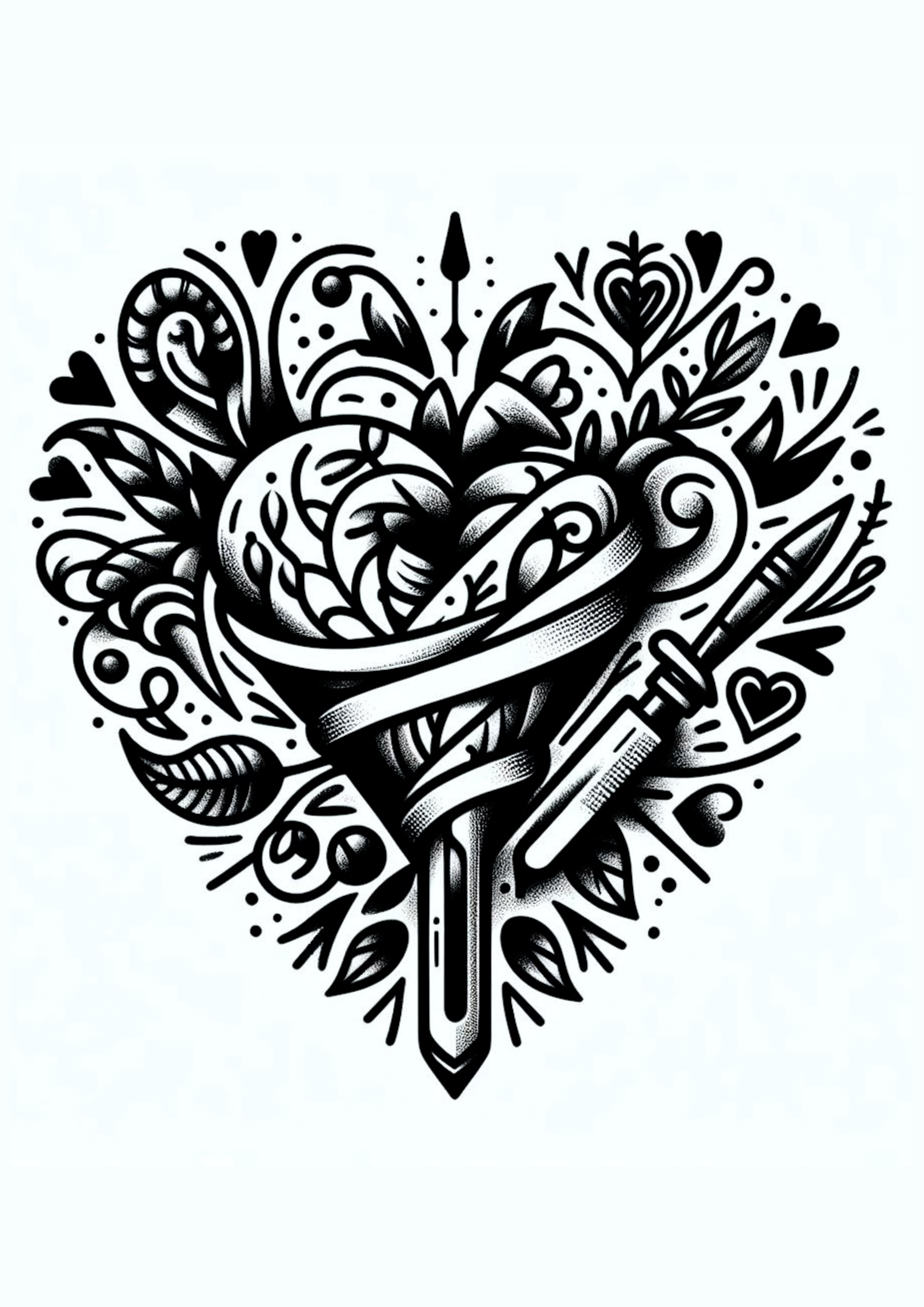 Desenho para tatuagem feminina para imprimir artes visuais design coração heart png