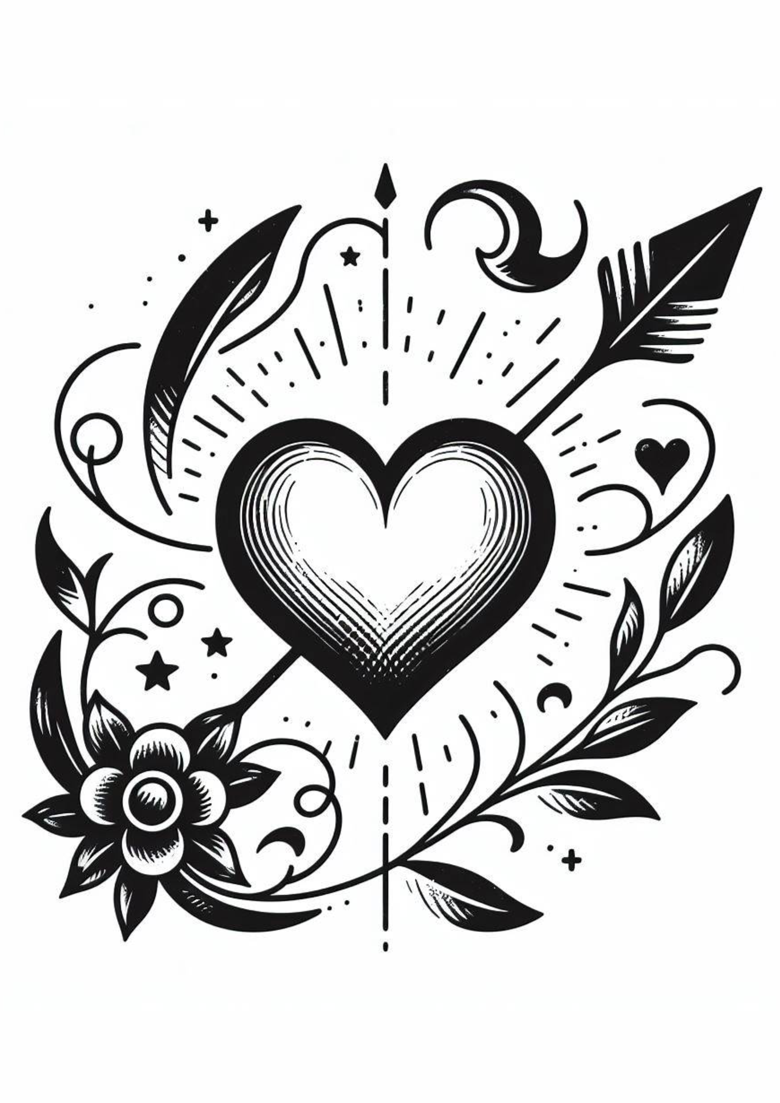 Coração desenho para tatuagem feminina artes visuais tribal flecha png