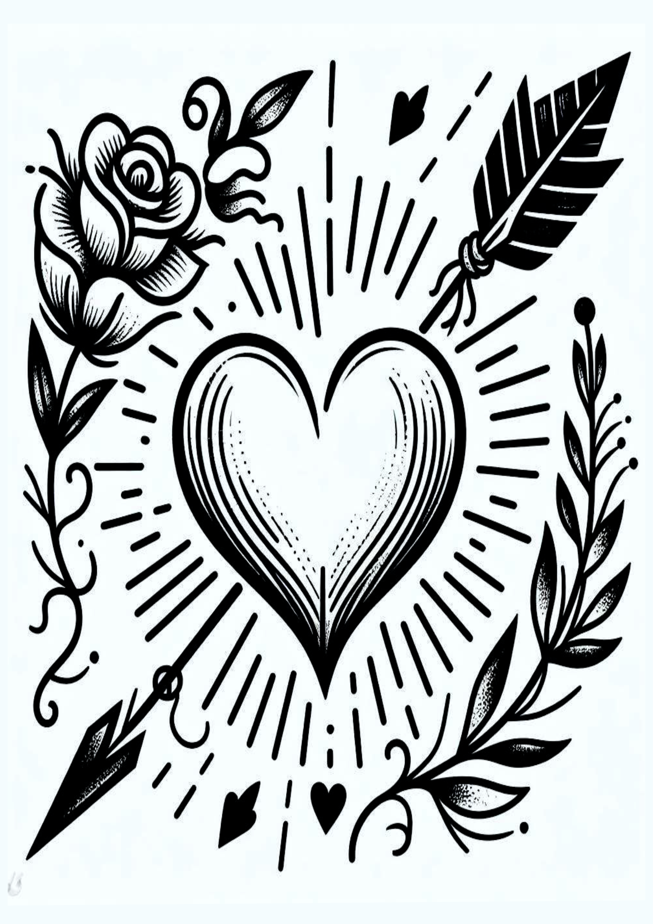 Coração com flecha desenho para tatuagem feminina artes visuais minimalista riscos tatoo png