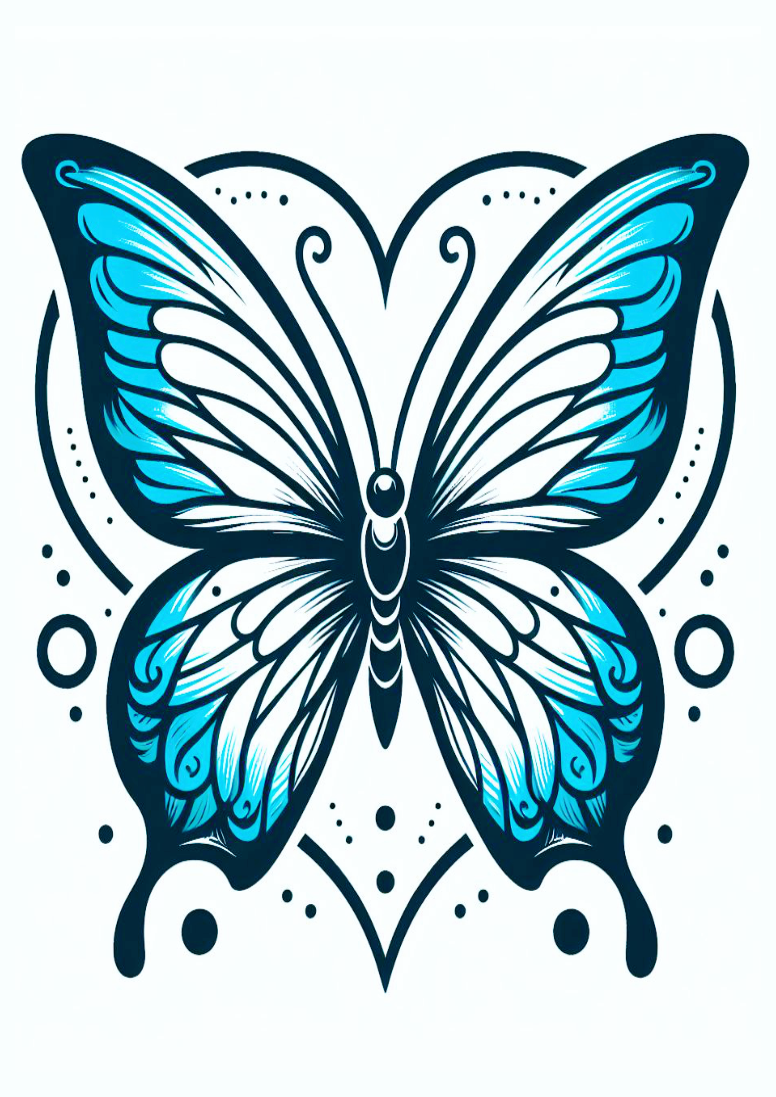 Borboleta azul tatuagem feminina minimalista traços png image
