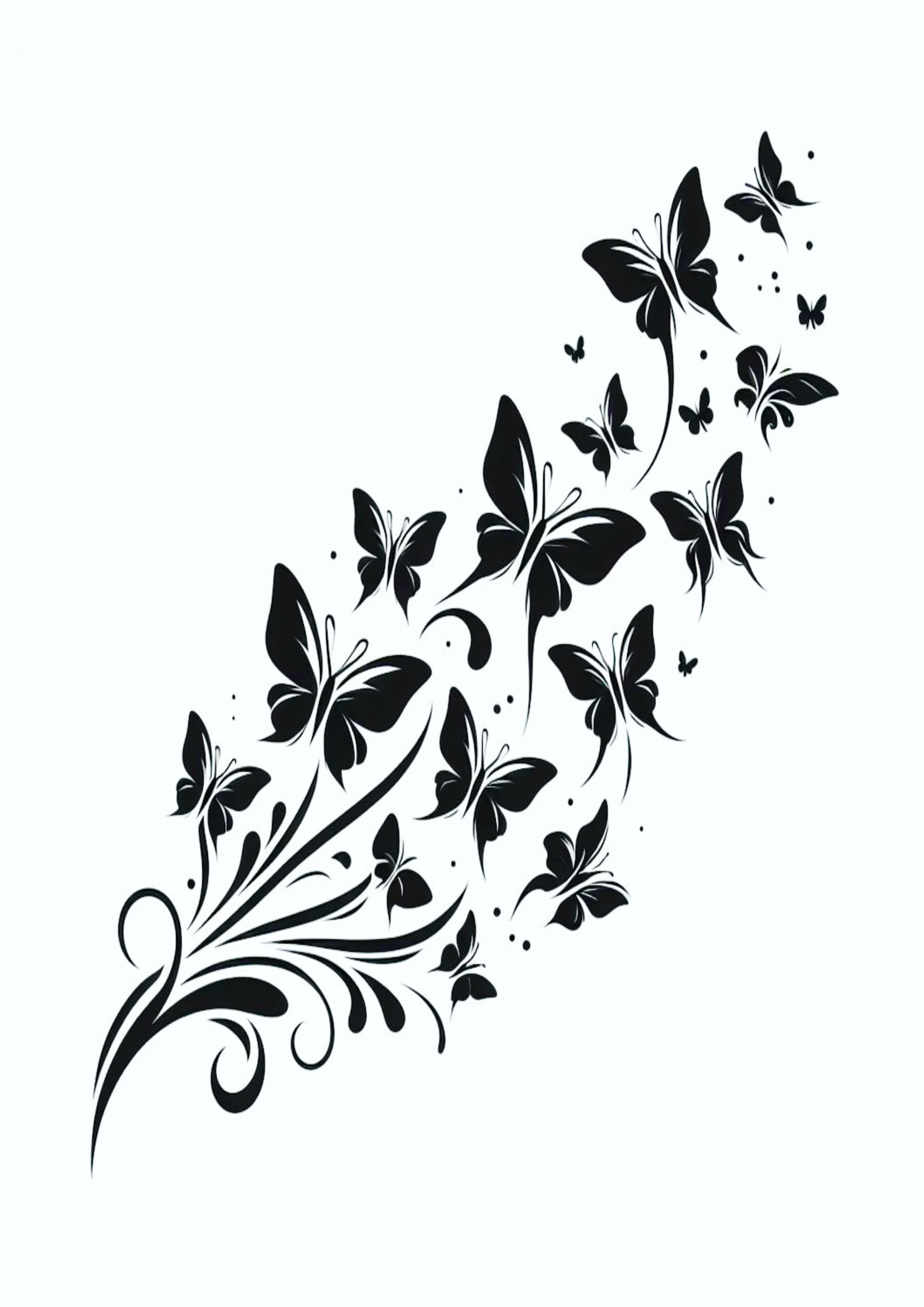 Tatuagem feminina minimalista borboletas voando png