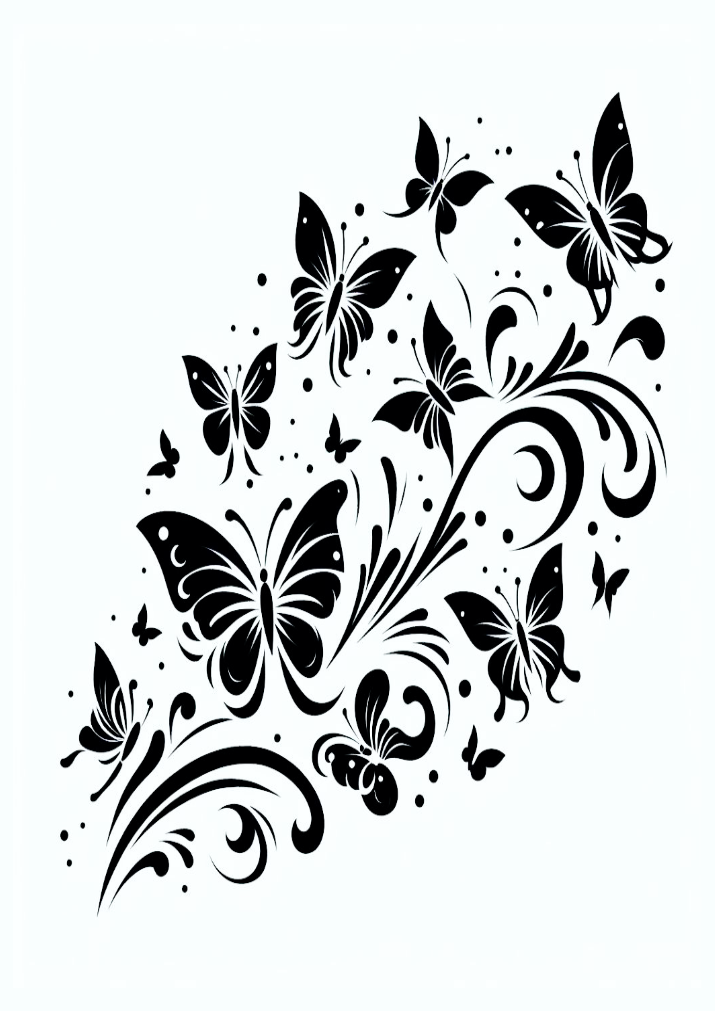 Tatuagem feminina minimalista borboletas voando grátis png