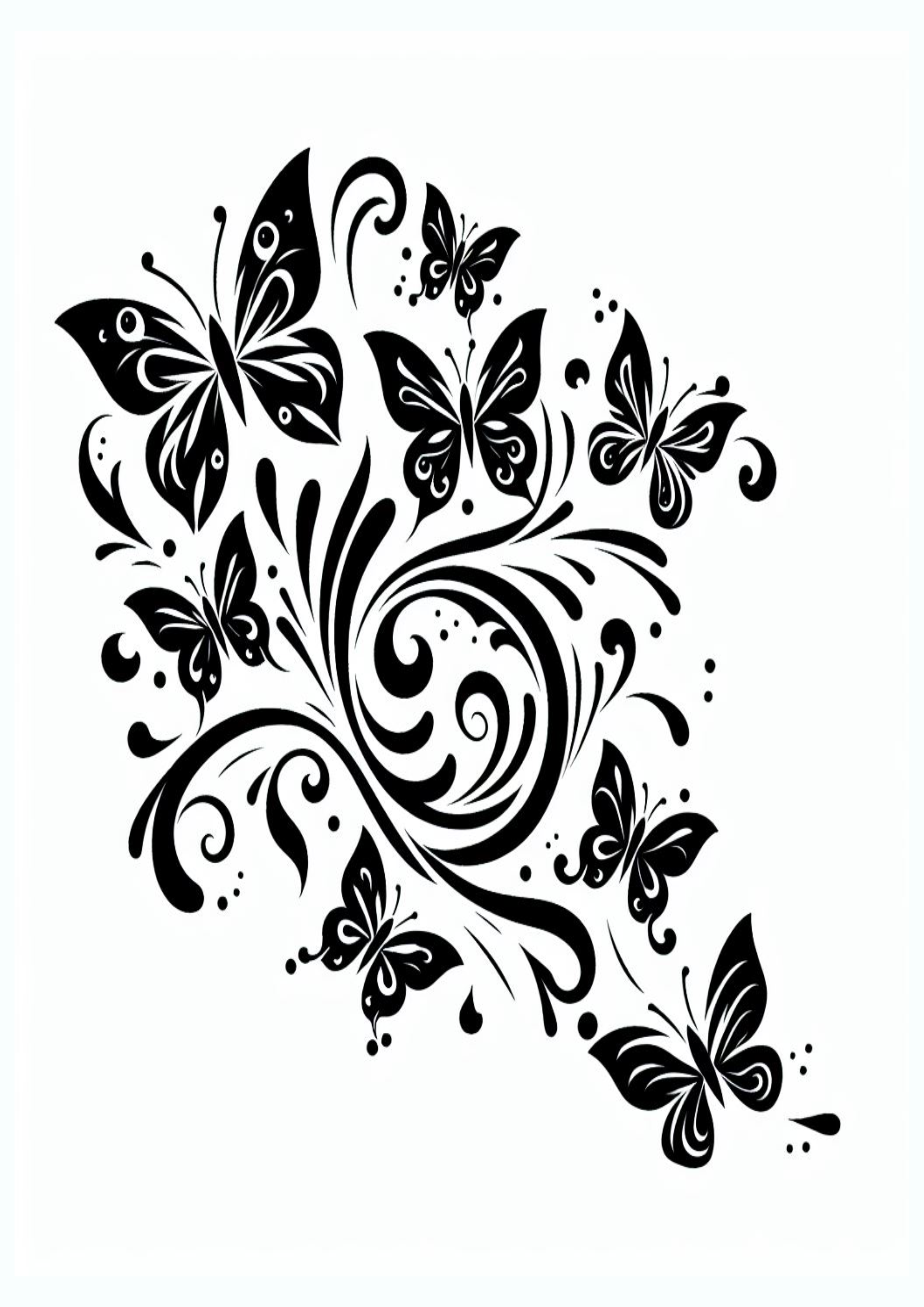 Tatuagem feminina minimalista borboletas voando grátis vetor png