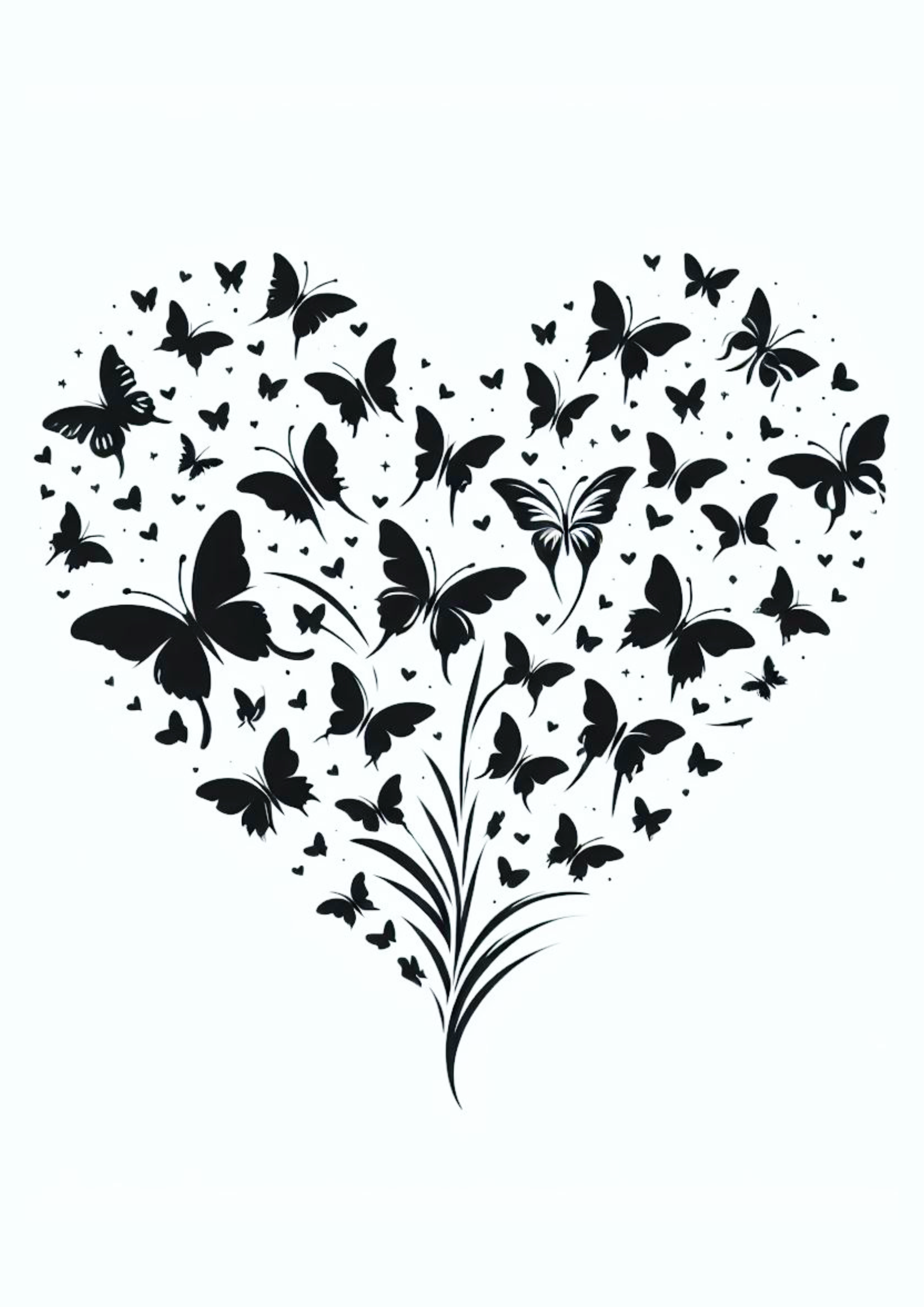 Desenho simples para tatuagem borboletas em forma de coração heart png
