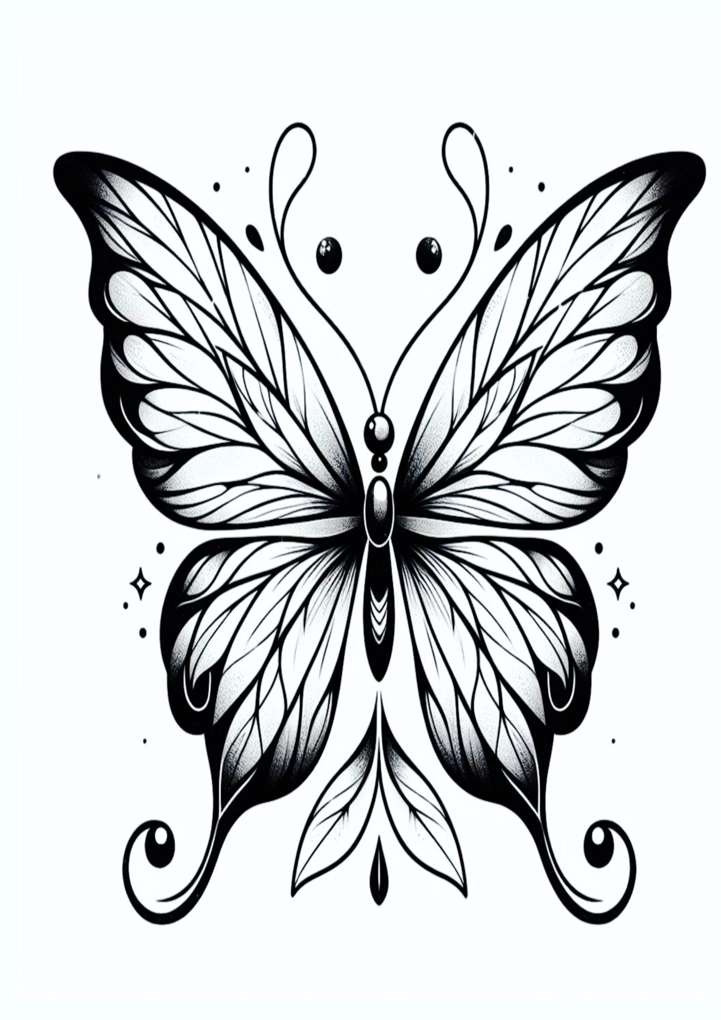 Desenho simples para tatuagem feminina borboleta minimalista monocromático realista png