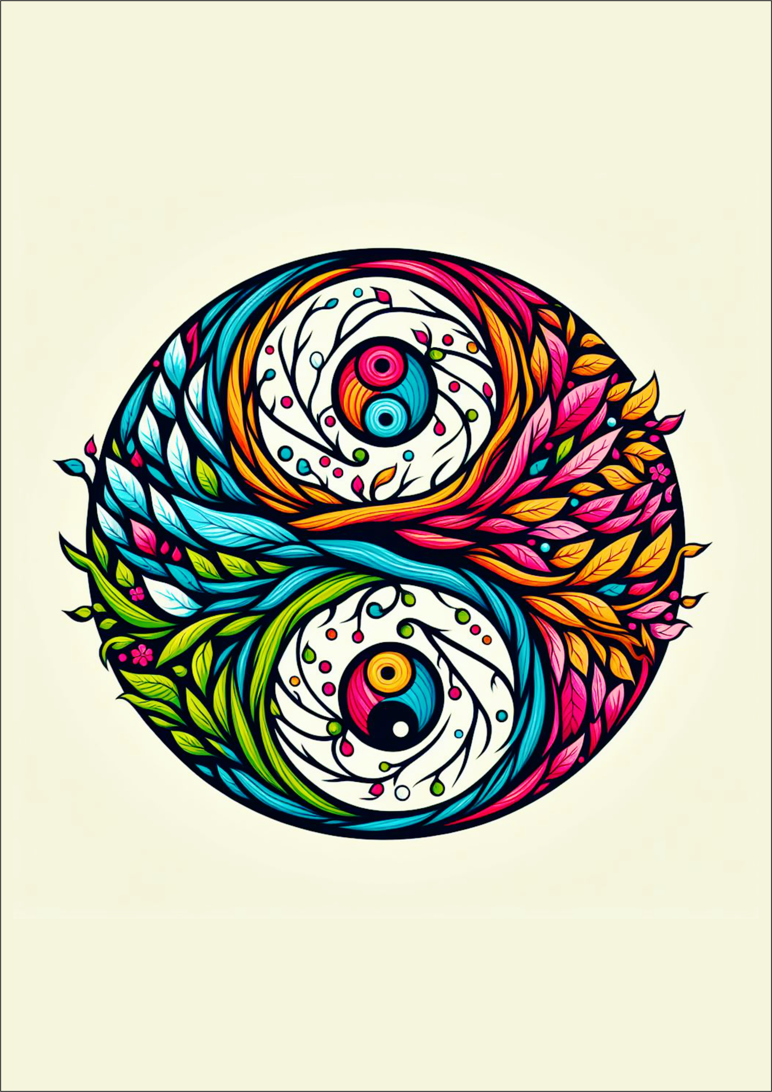 Desenho para tatuagem colorida yin e yang raizes desenho artístico árvore png