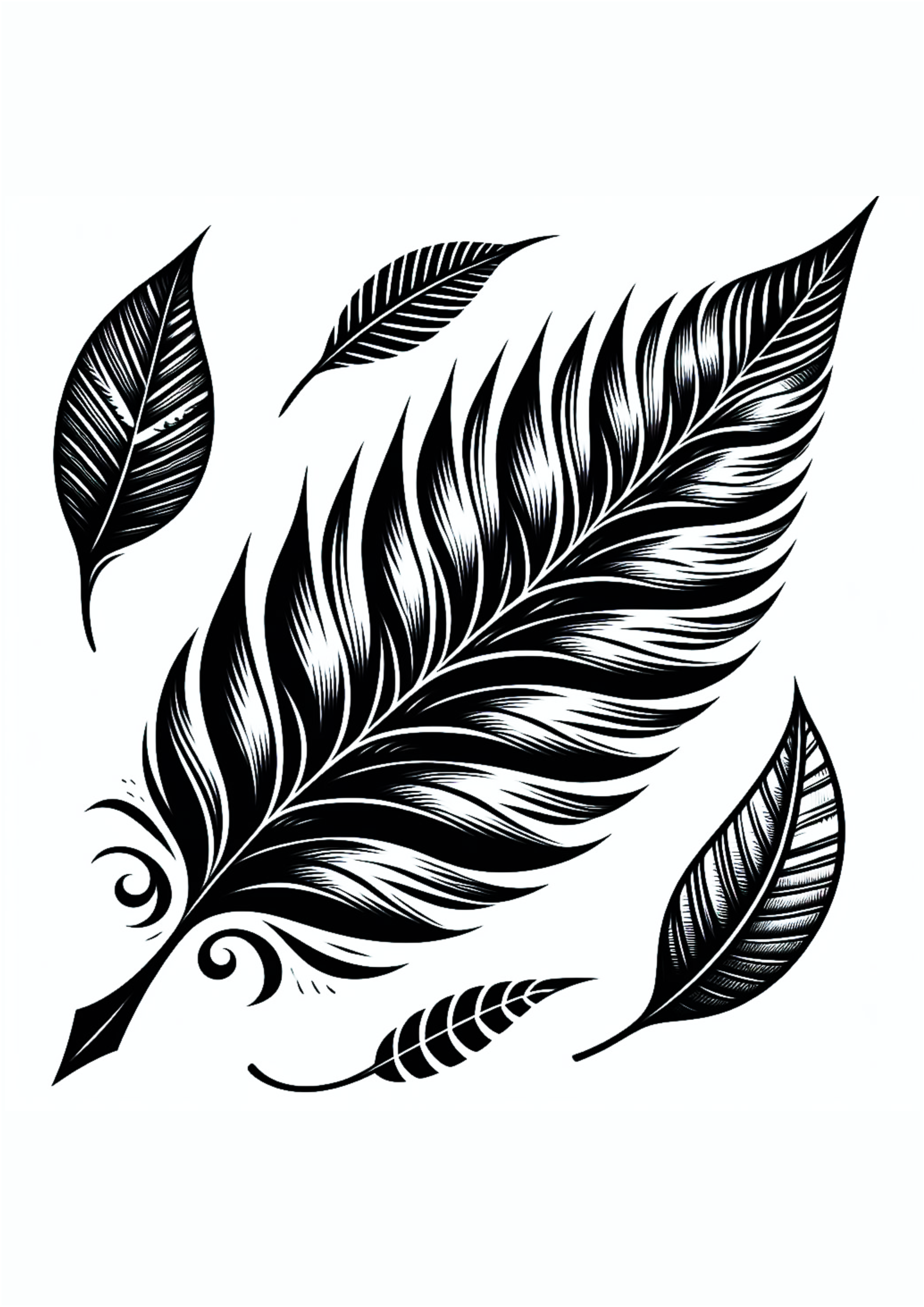 Desenho simples para tatuagem folhas png