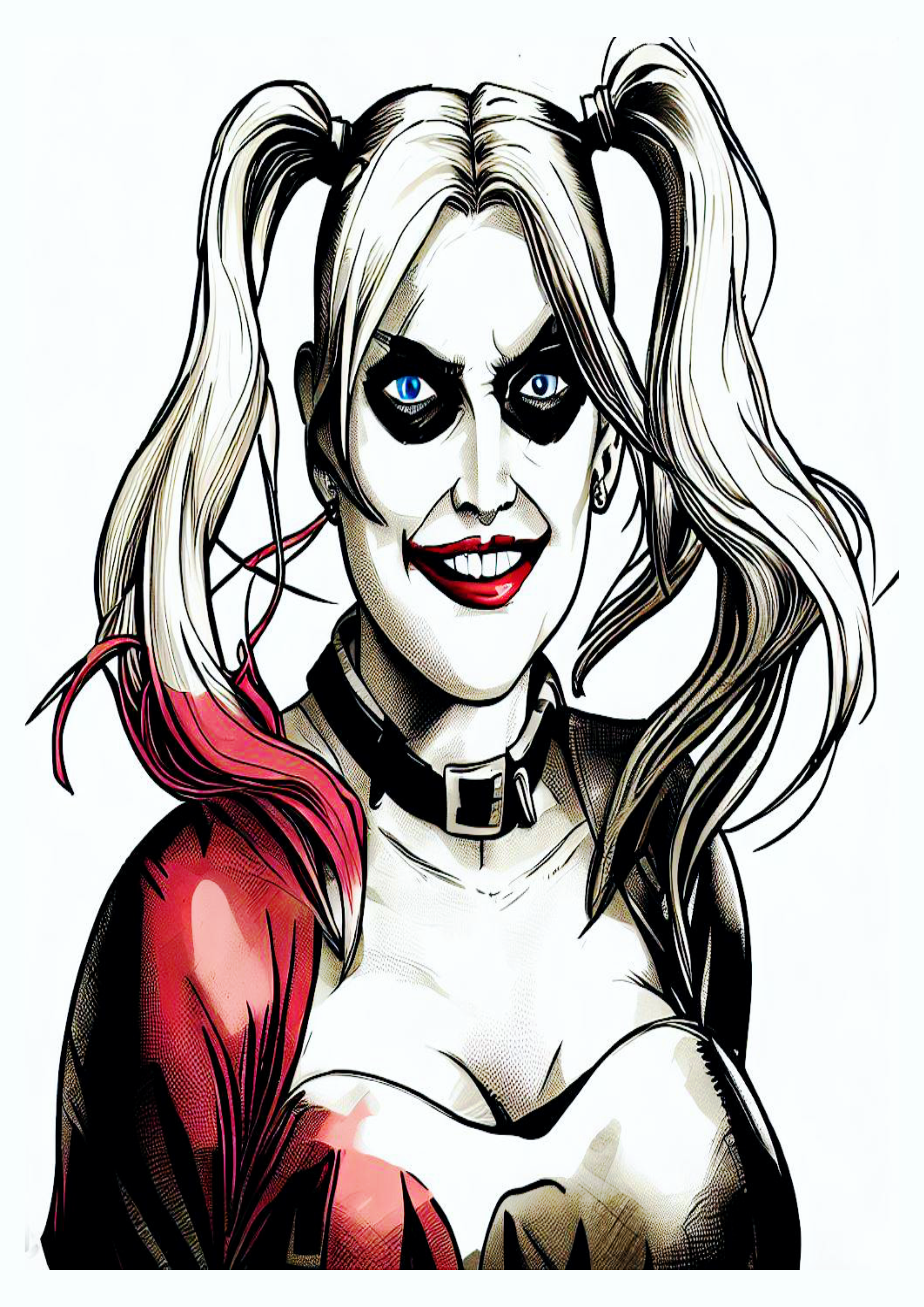Arlequina desenho colorido para tatuagem Harley Quinn png