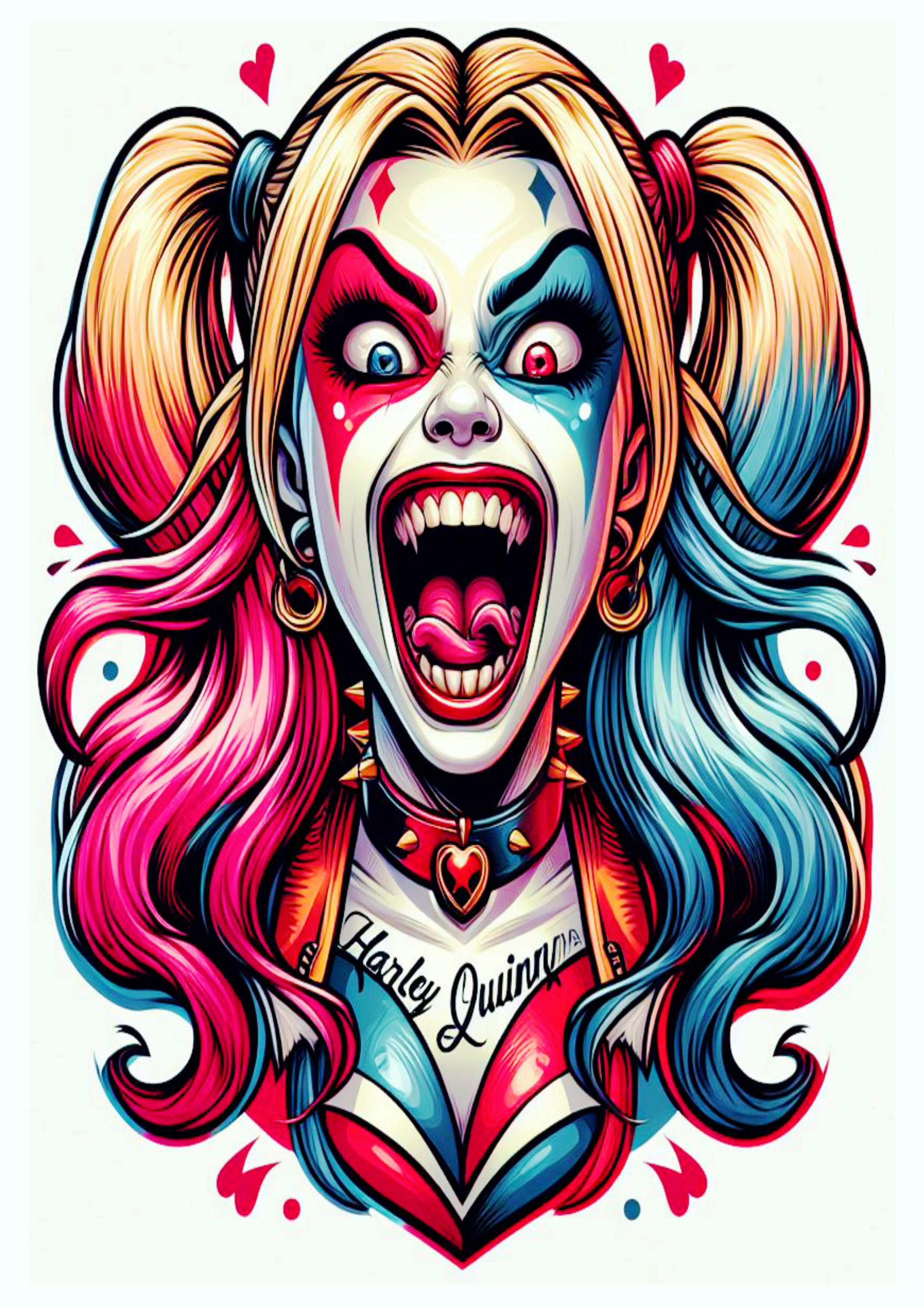 Arlequina desenho colorido para tatuagem psicodélica Harley Quinn artes visuais png