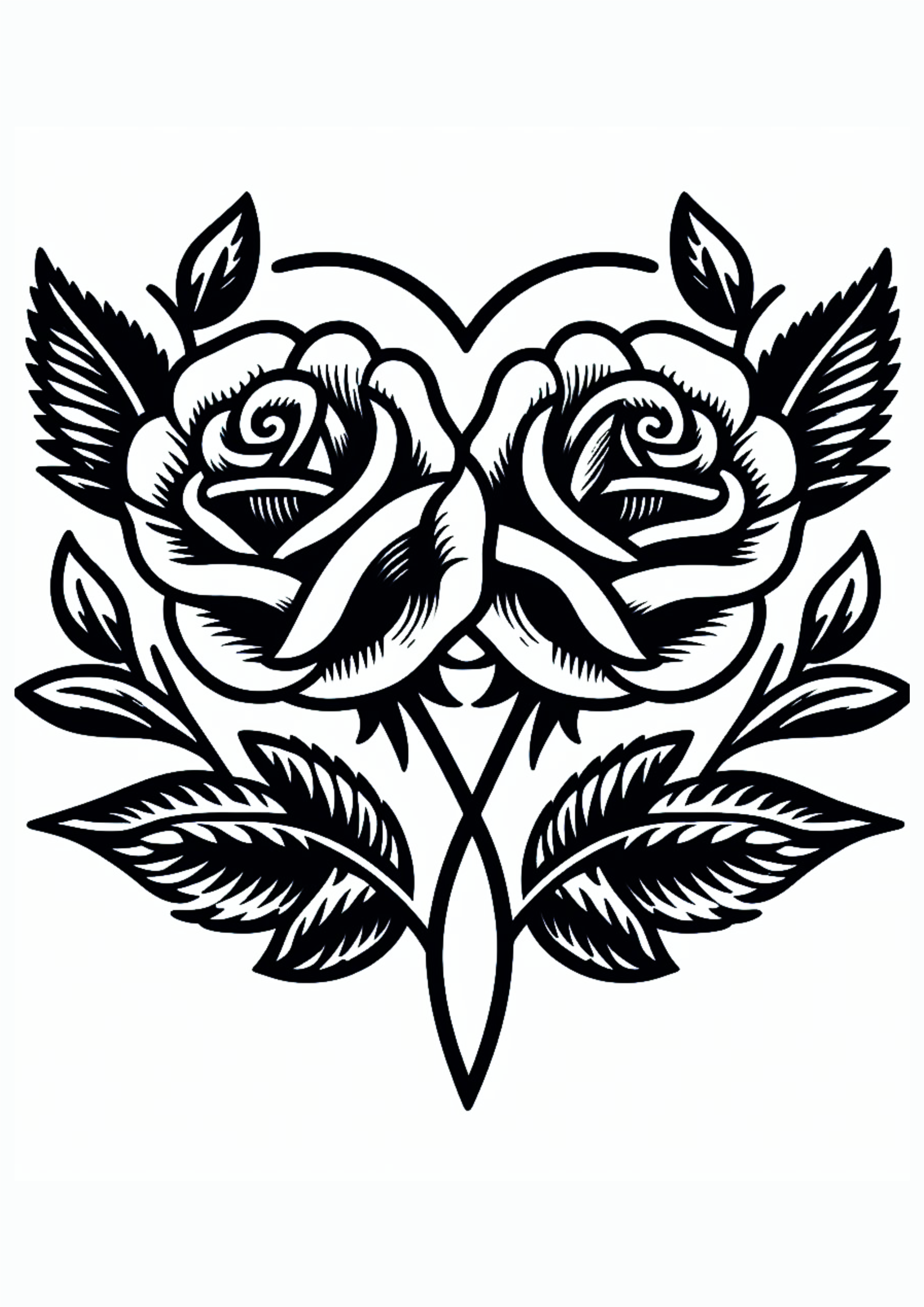 Desenho simples para tatuagem flores em forma de coração arranjo de flores minimalista png