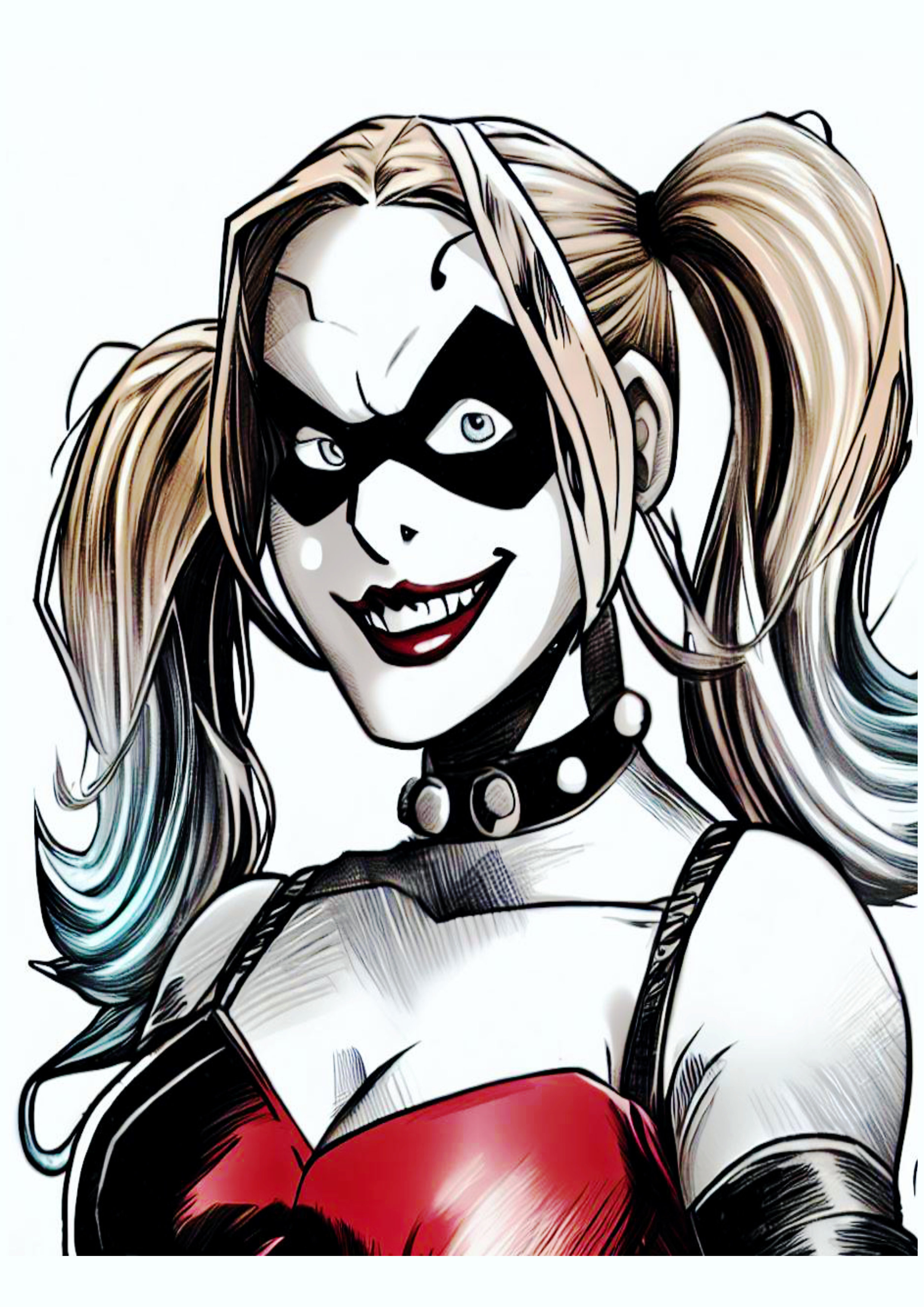 Arlequina desenho colorido para tatuagem Harley Quinn gritando quadrinhos png