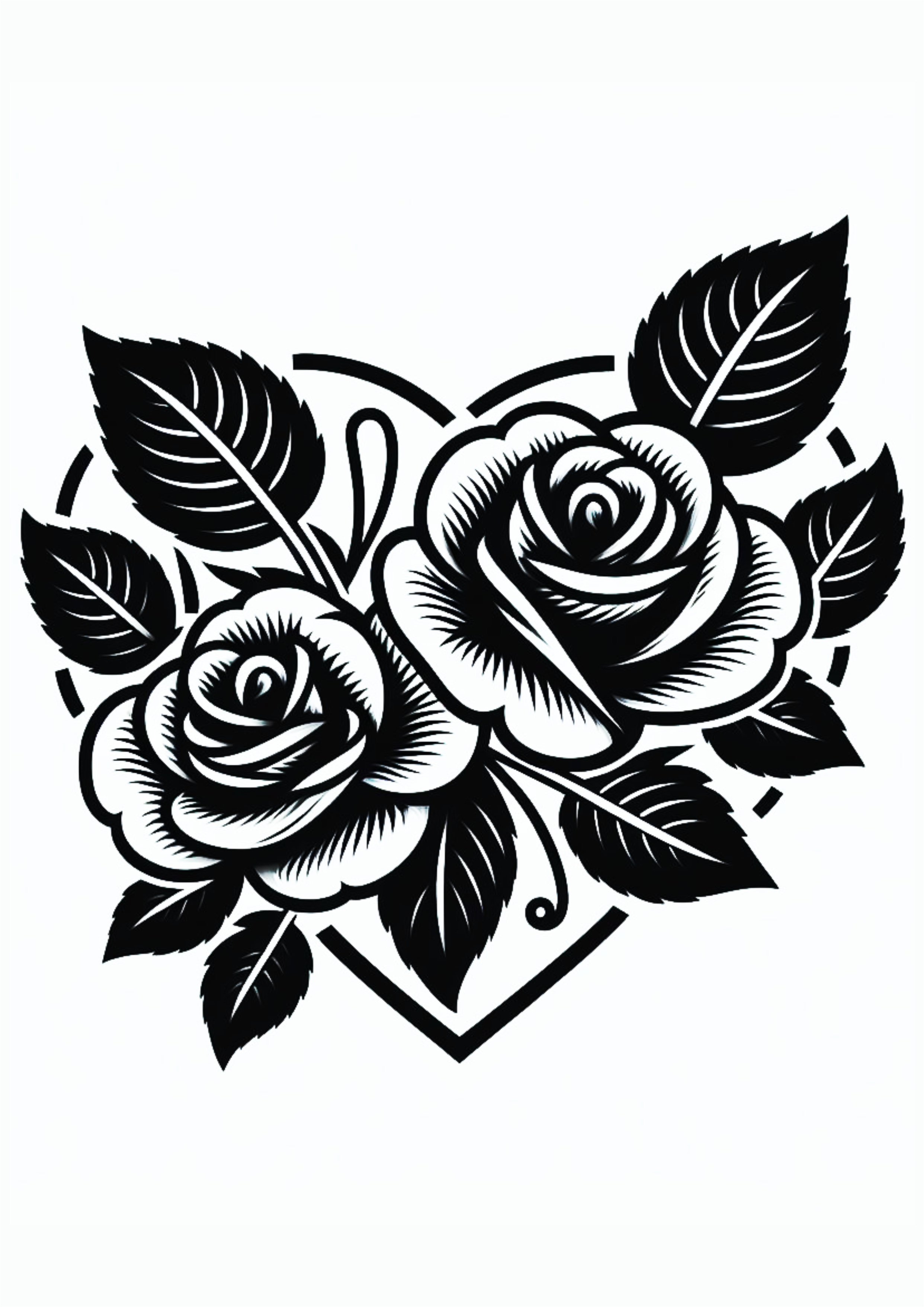 Desenho simples para tatuagem flores em forma de coração png rabisco
