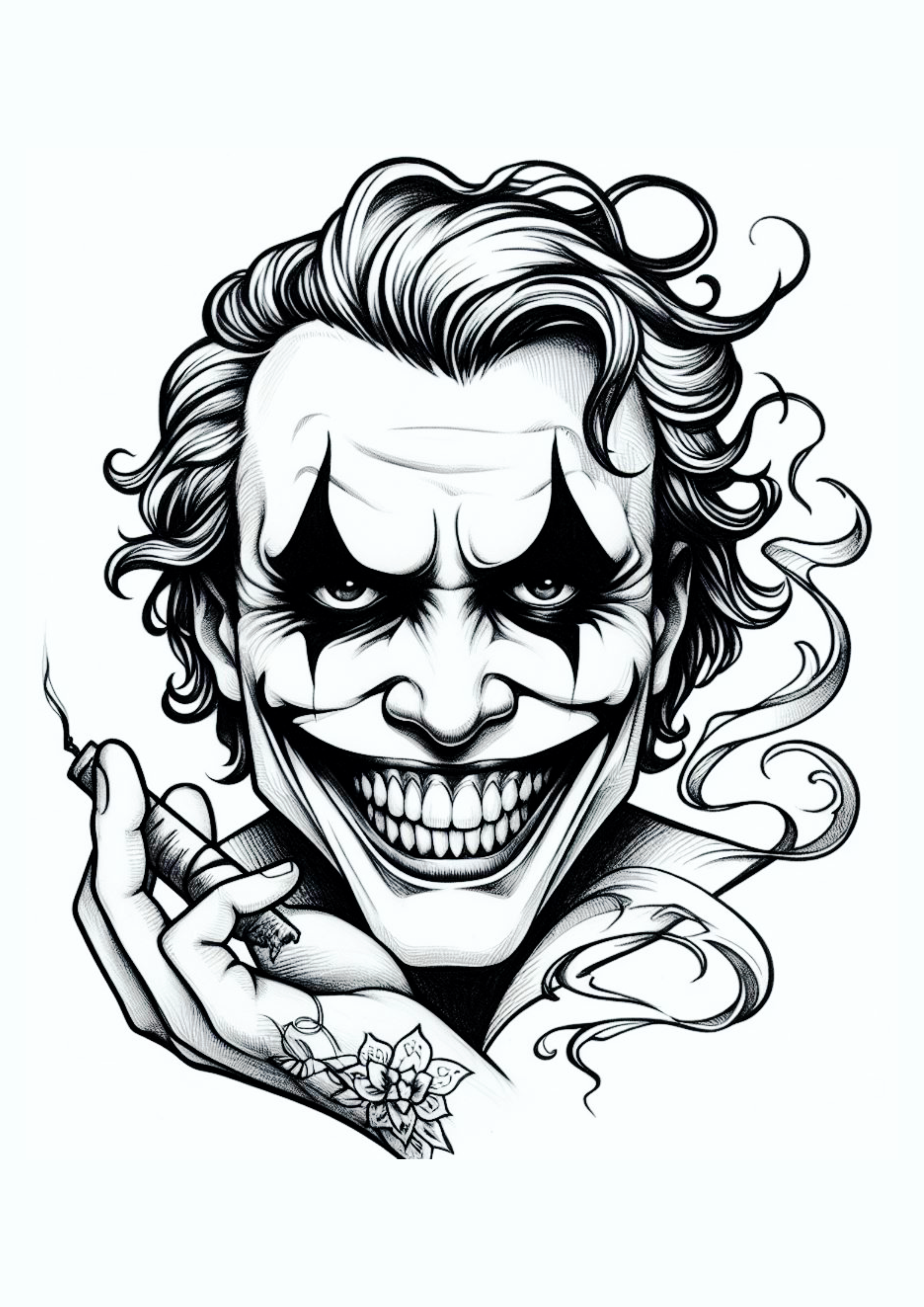 Desenho para tatuagem Coringa joker risada assustadora png
