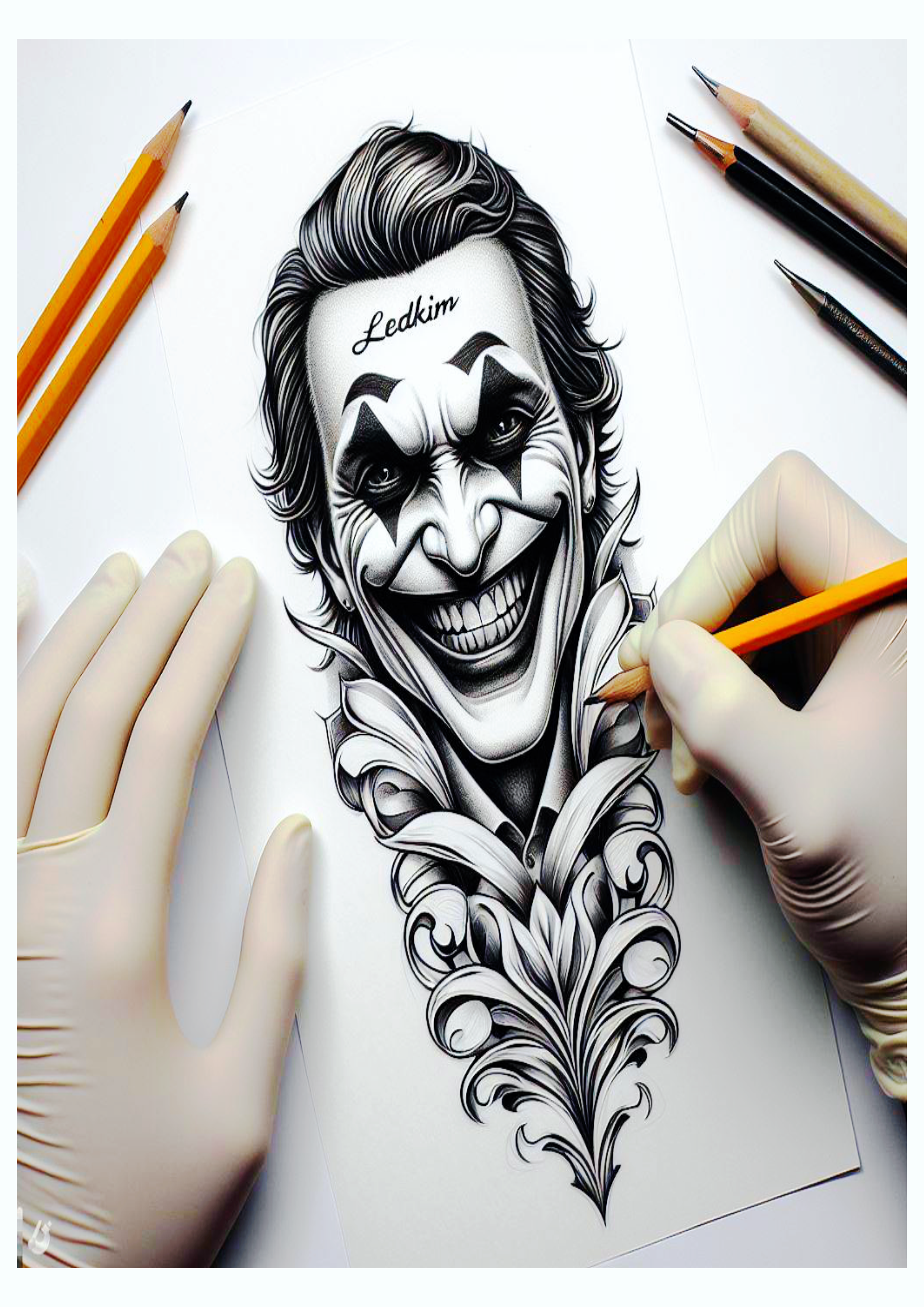 Desenho para tatuagem Coringa joker risada macabra artes visuais png