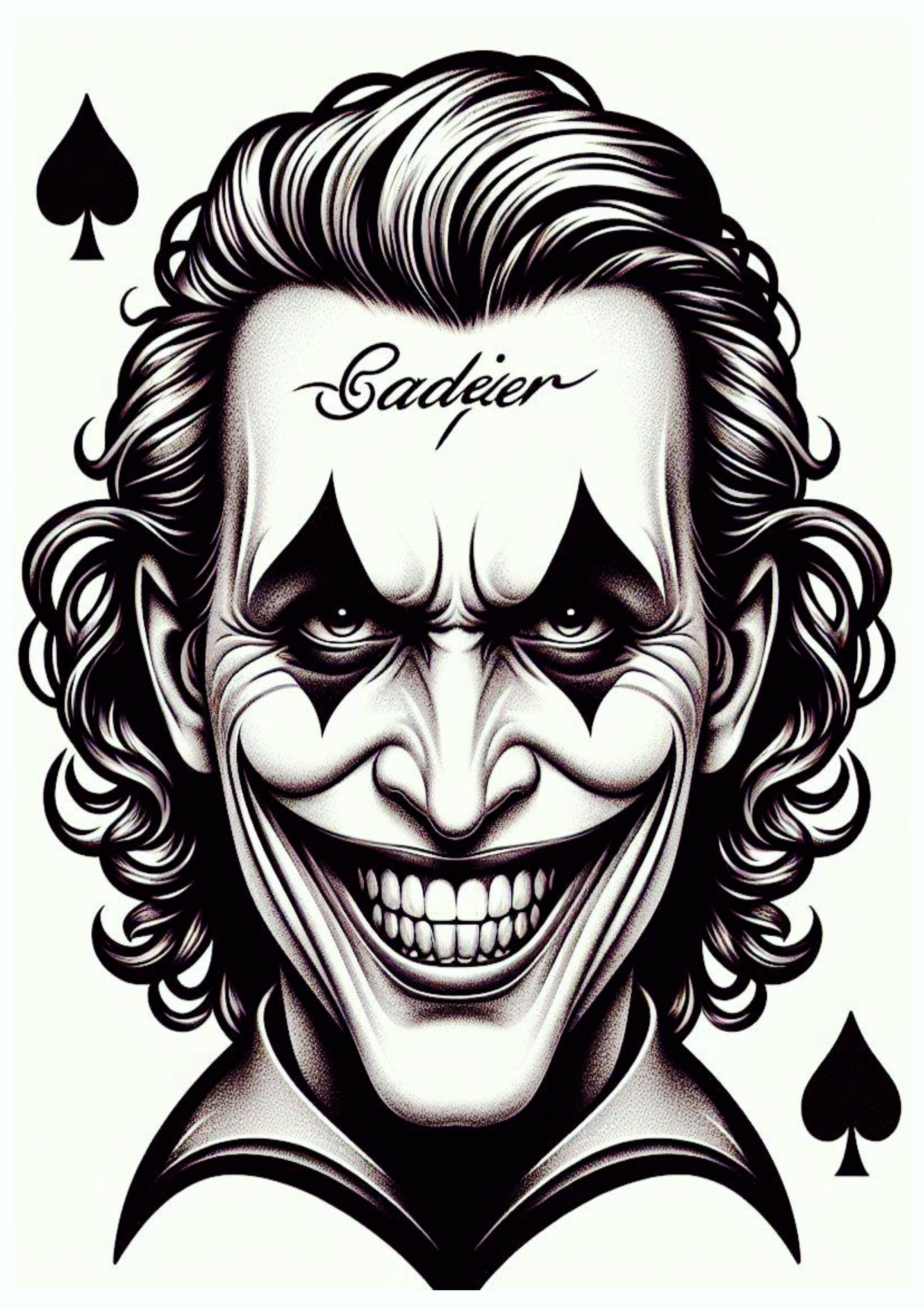 Desenho para tatuagem no corpo para imprimir Coringa Joker sorriso assustador png