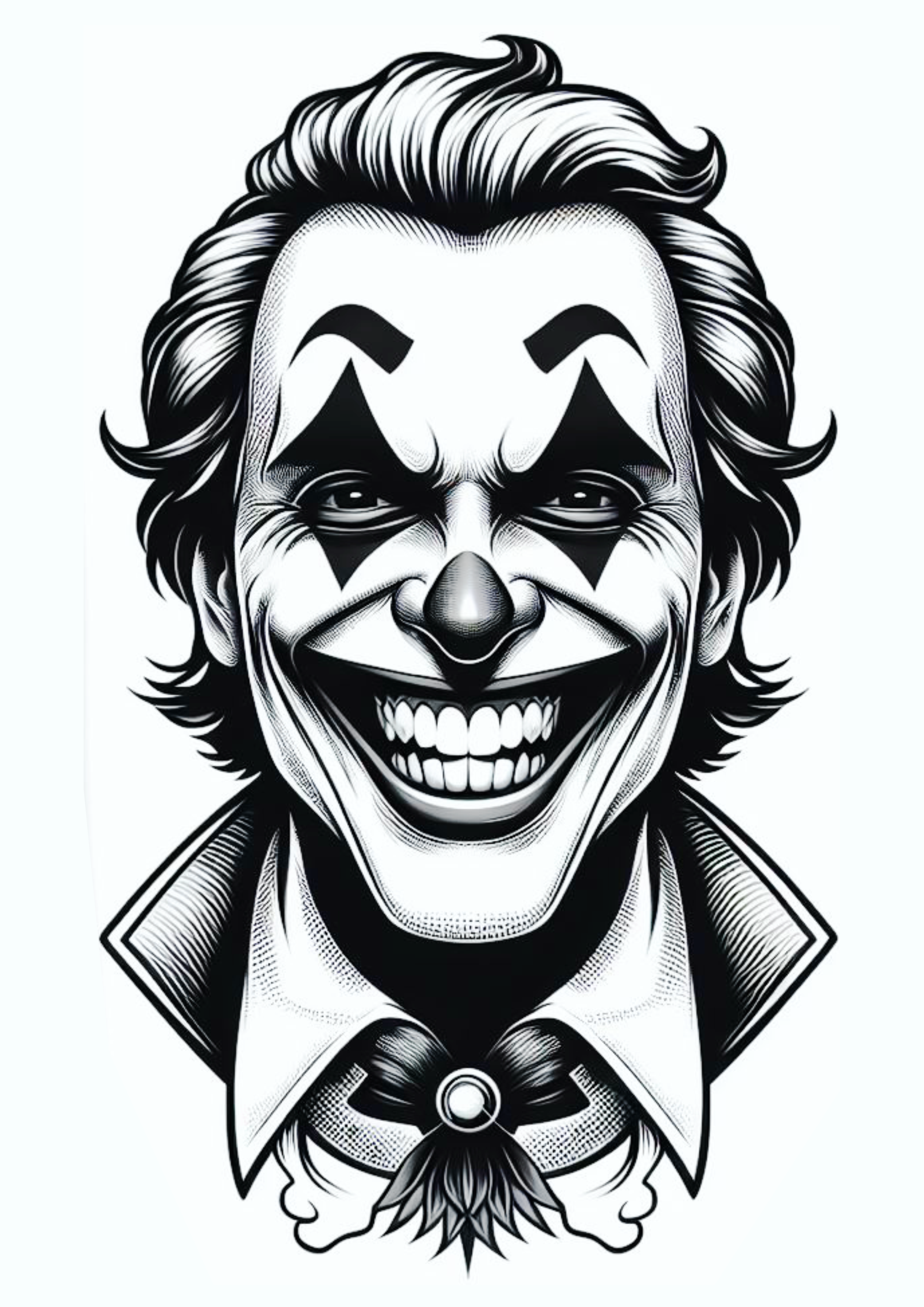 Desenho para tatuagem no corpo para imprimir Coringa Joker sorriso assustador novo filme png