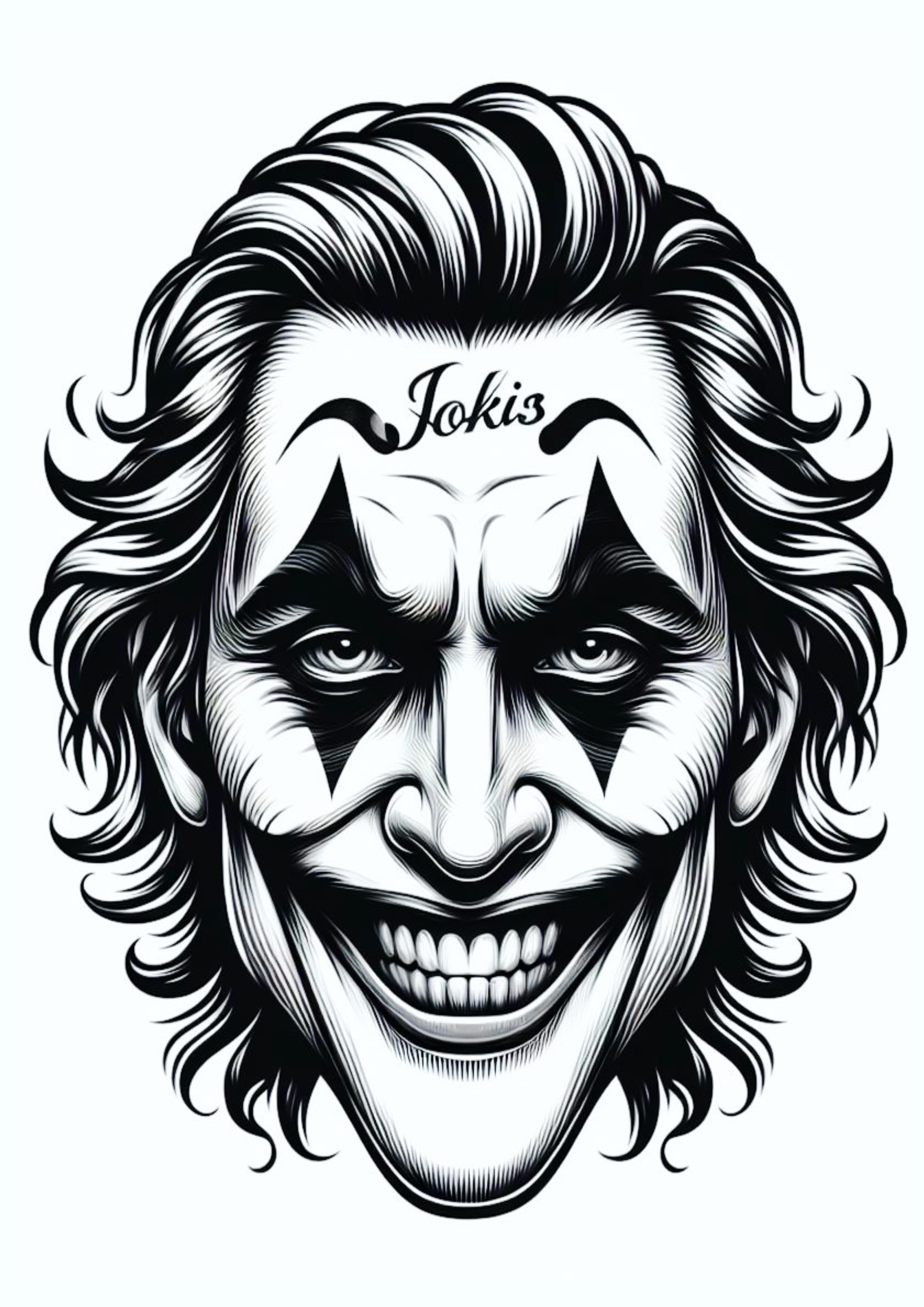 Desenho para tatuagem no corpo para imprimir Coringa Joker sorriso assustador novo filme dc comics png