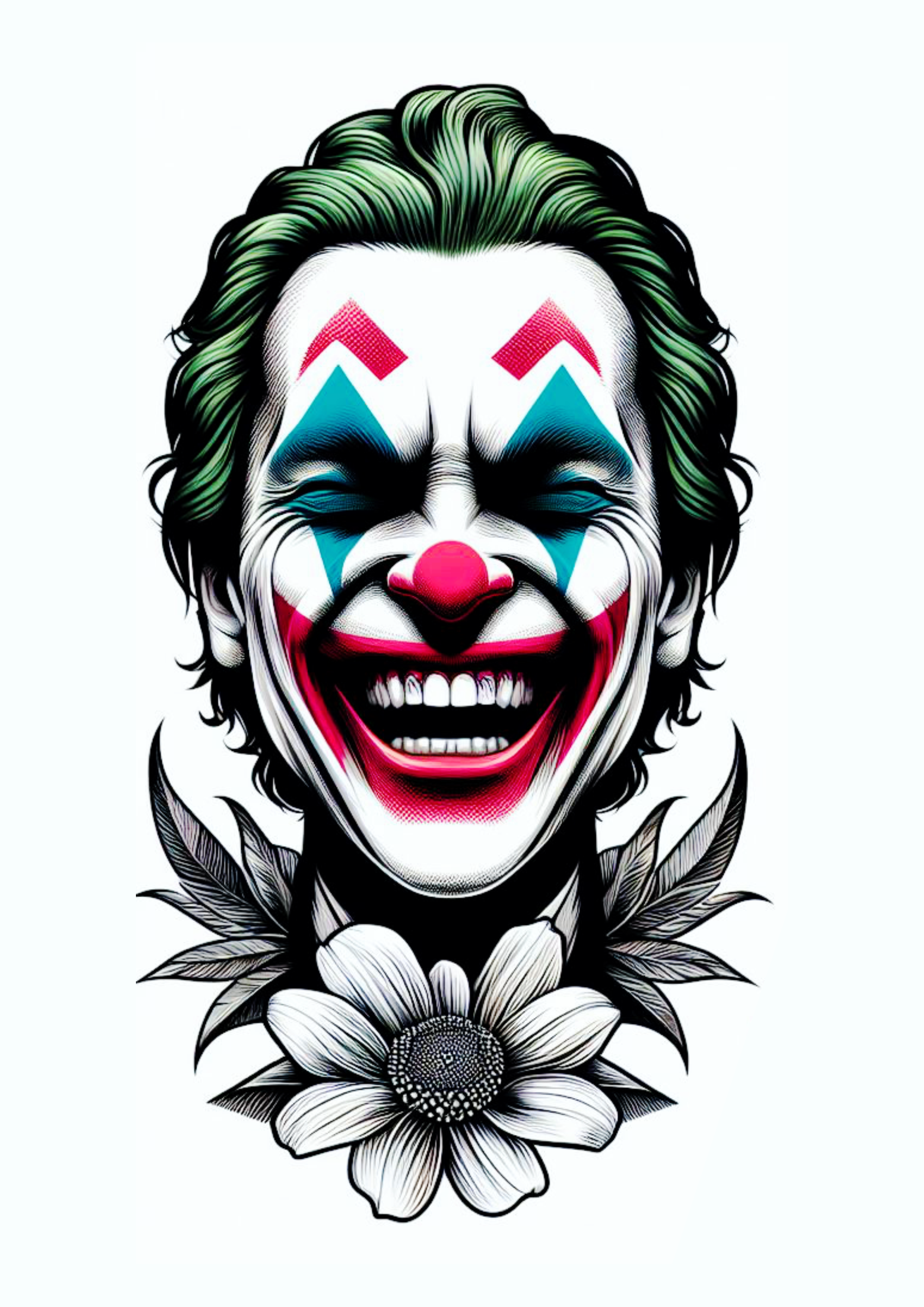 Tatuagem realista Coringa Joker risada de desespero artes visuais png