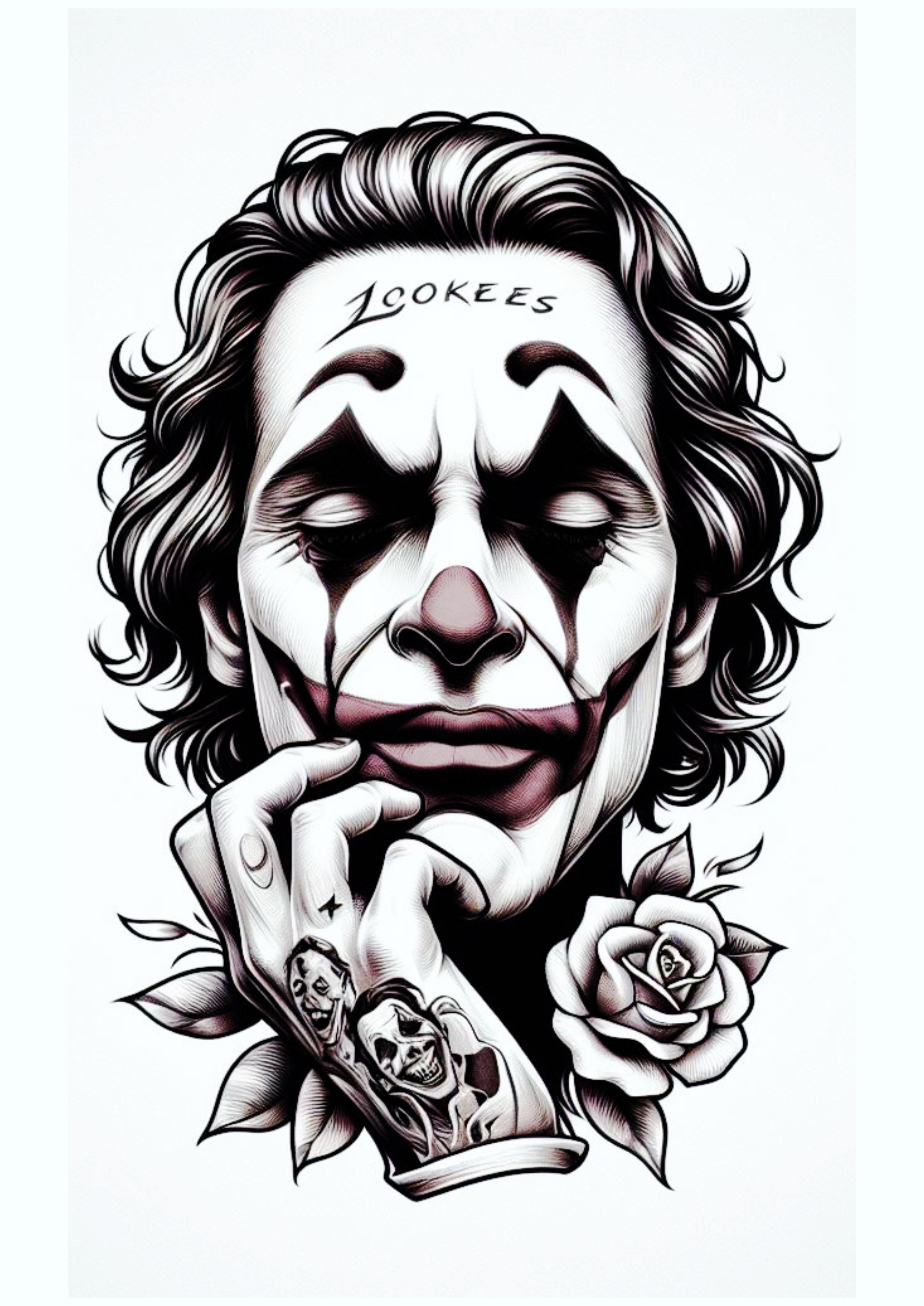 Tatuagem realista Coringa Joker chorando artes visuais png