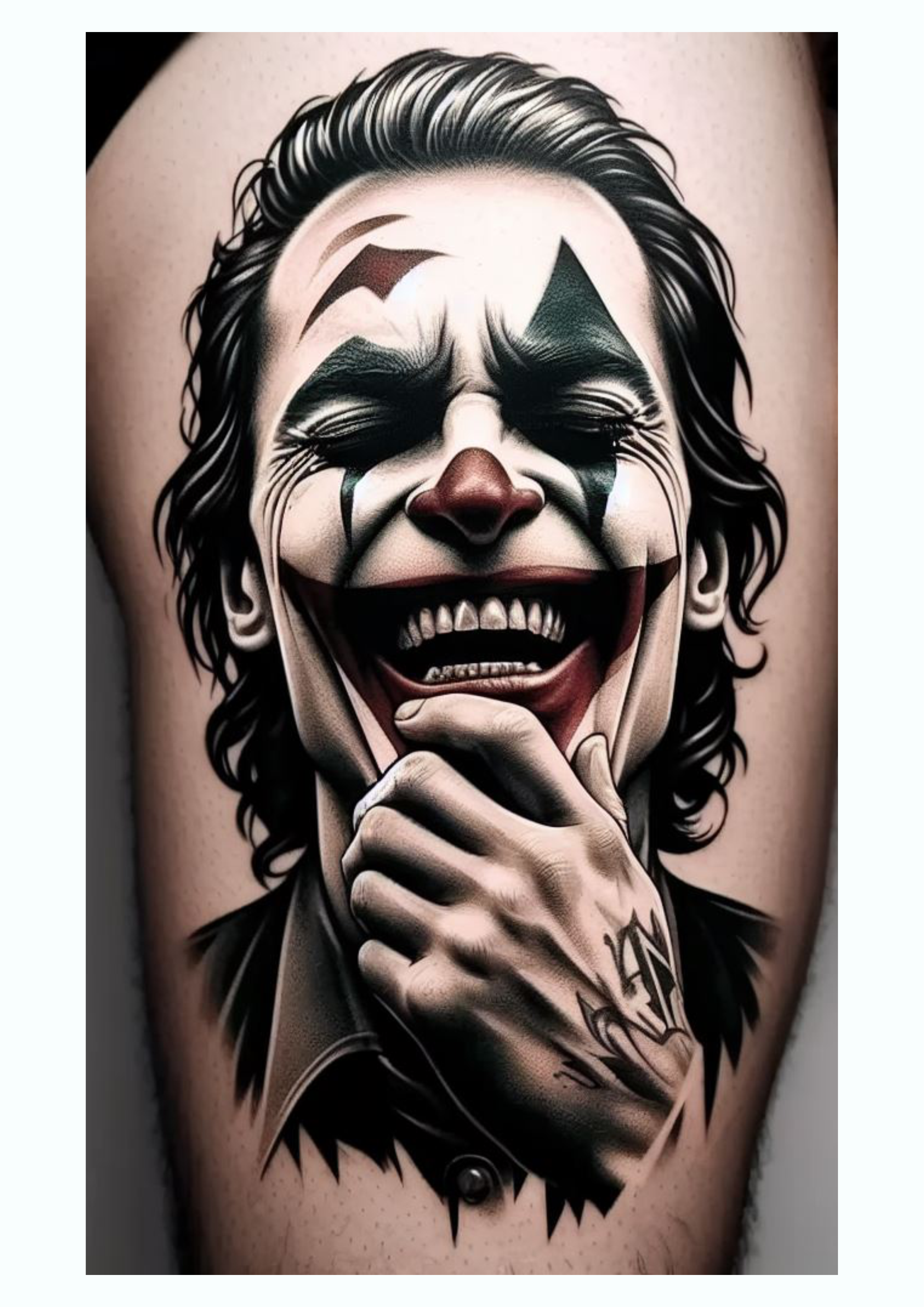 Tatuagem realista Coringa Joker choro de desespero artes visuais lagrimas png