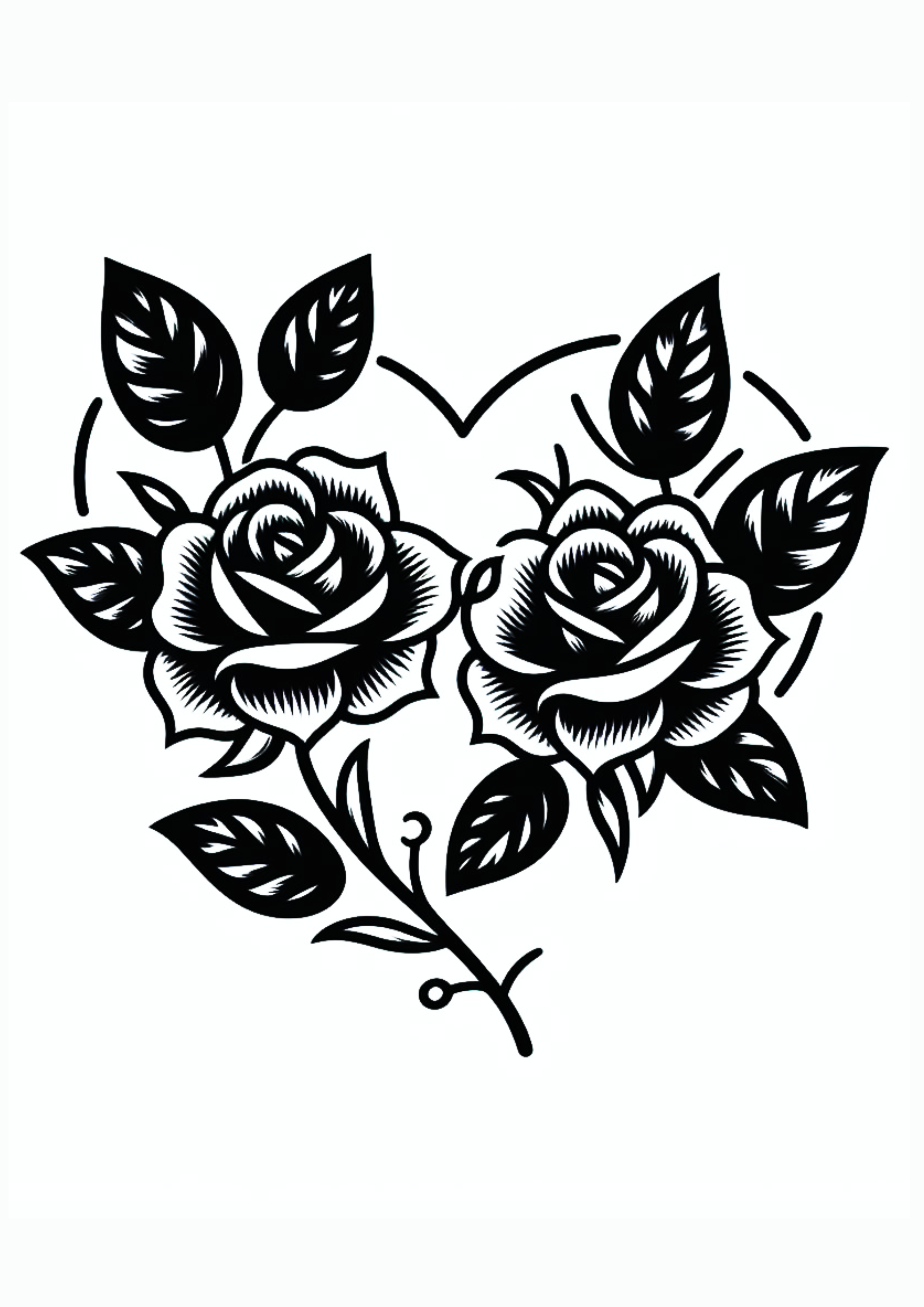Desenho simples para tatuagem feminina flores e folhas em forma de coração png