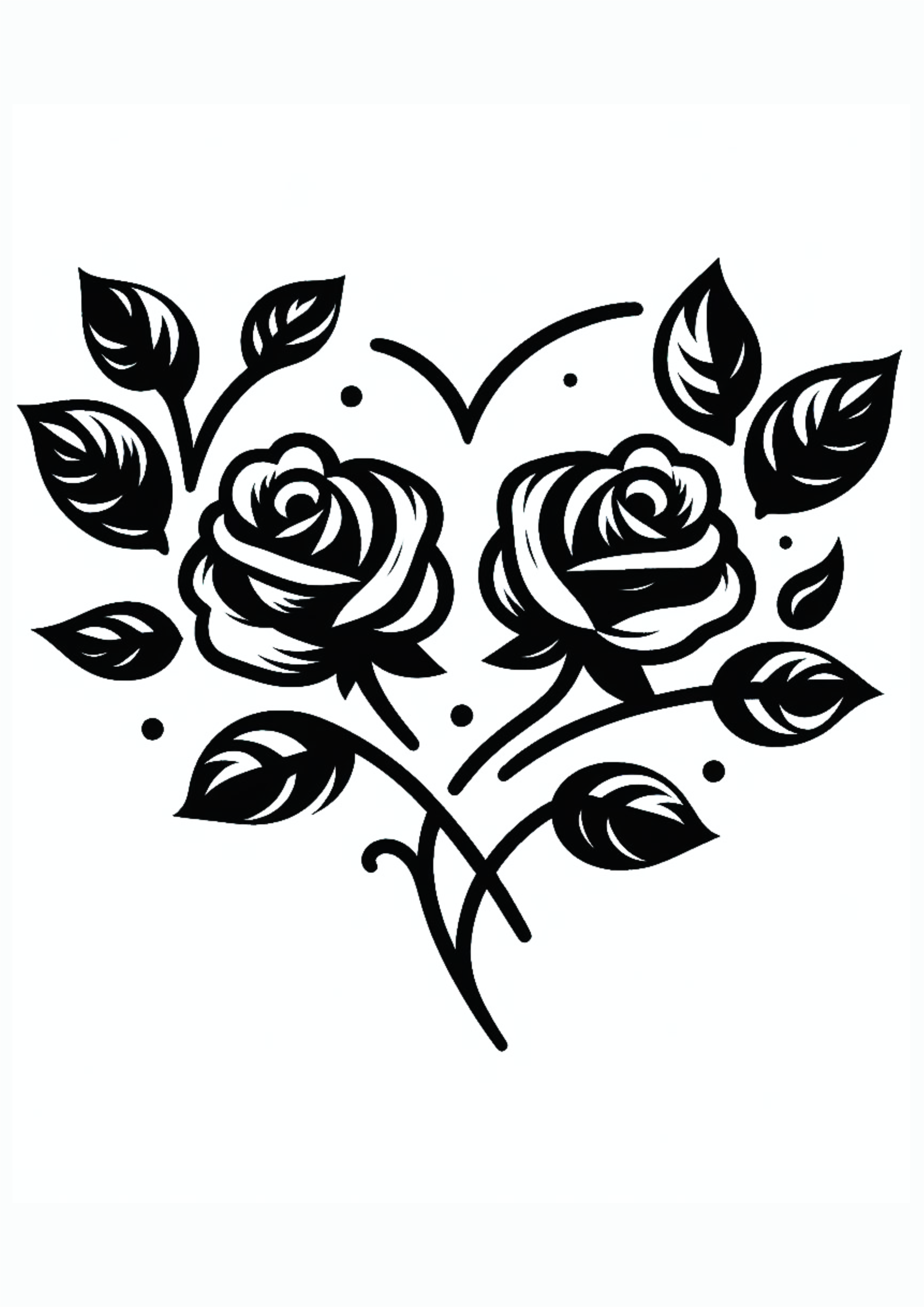 Desenho simples para tatuagem feminina flores e folhas em forma de coração png rabisco minimalista ilustração clipart