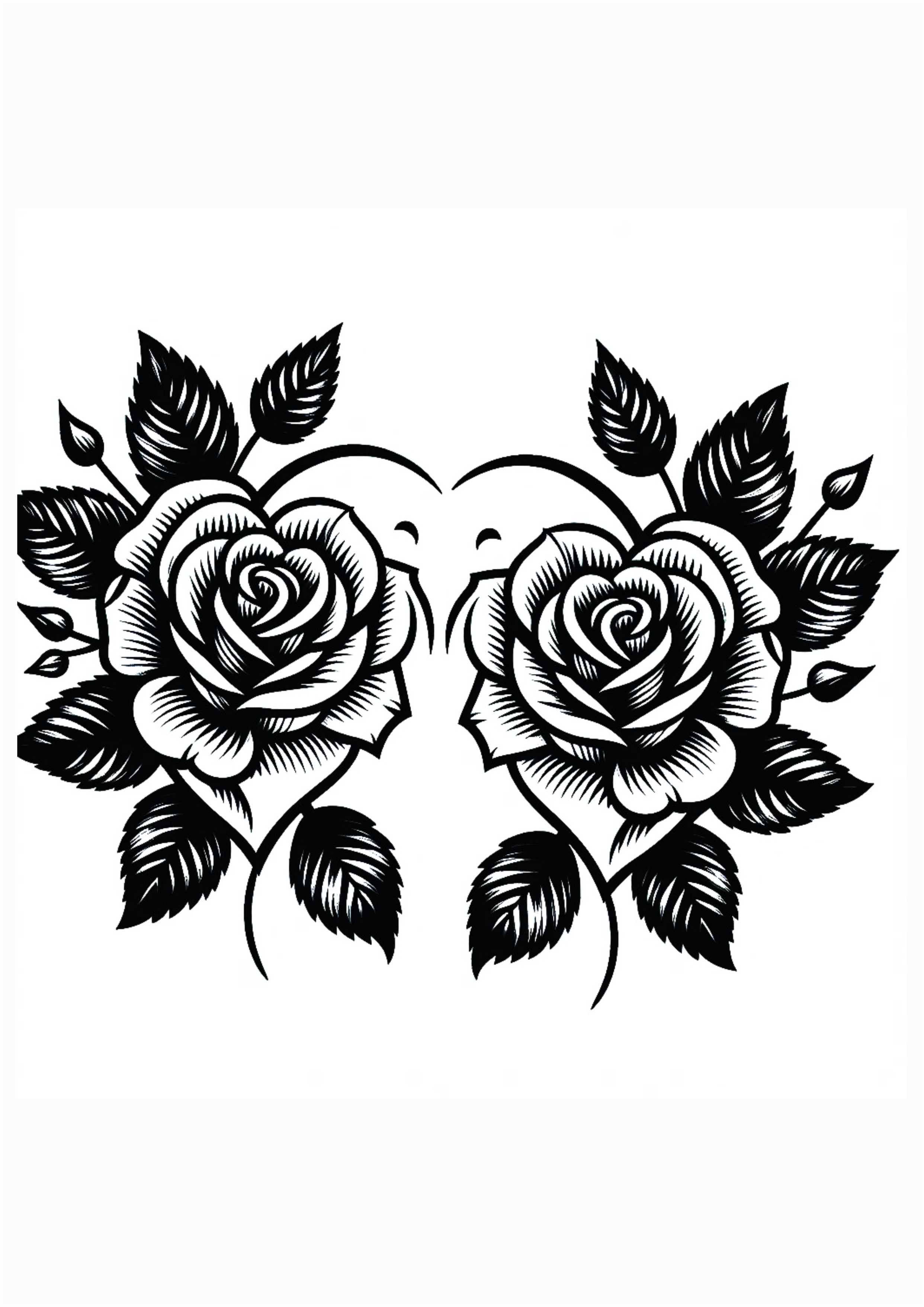 Flores em formato de coração desenho simples para tatuagem feminina png