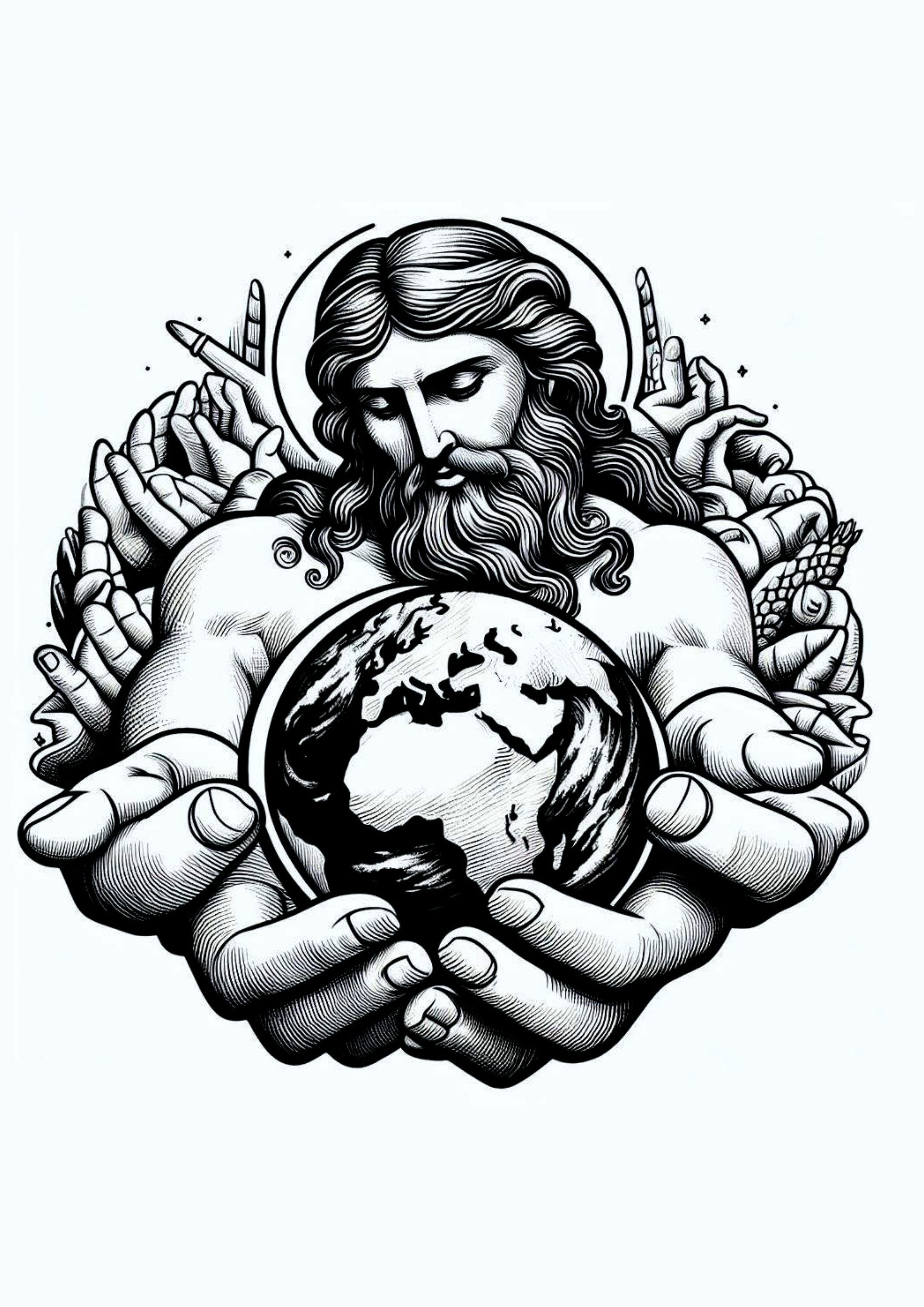 Desenho tatuagem religiosa Deus png
