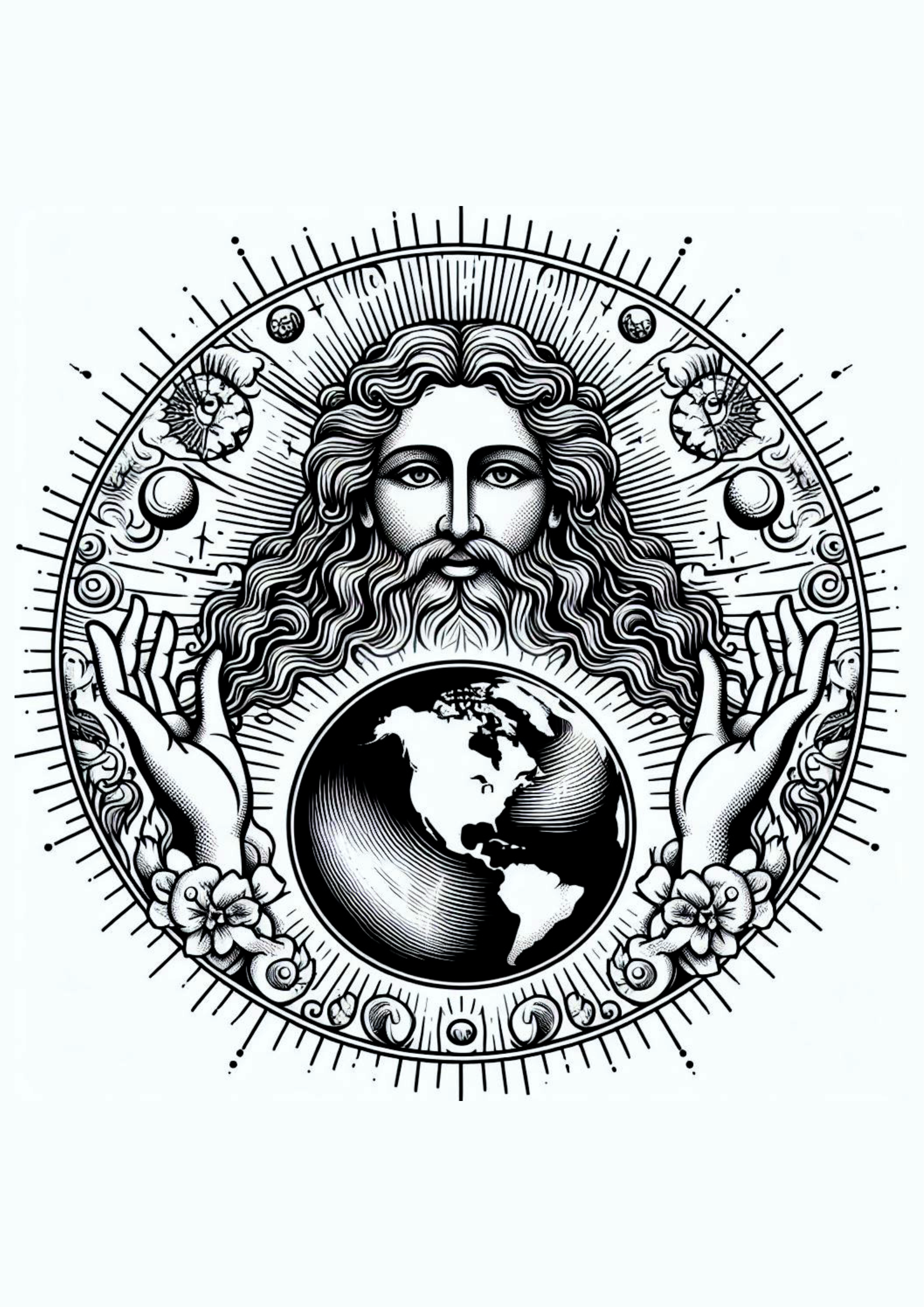 Desenho para tatuagem religiosa Deus todo poderoso design png