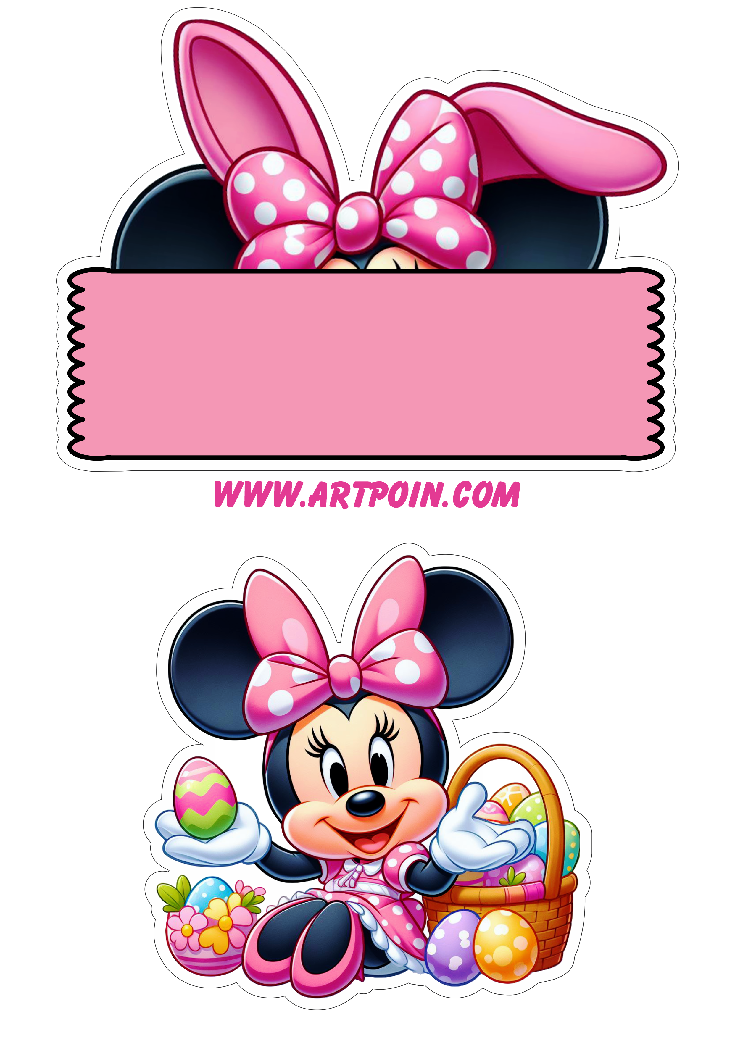 Topo de bolo Mickey Mouse rosa decoração de páscoa png