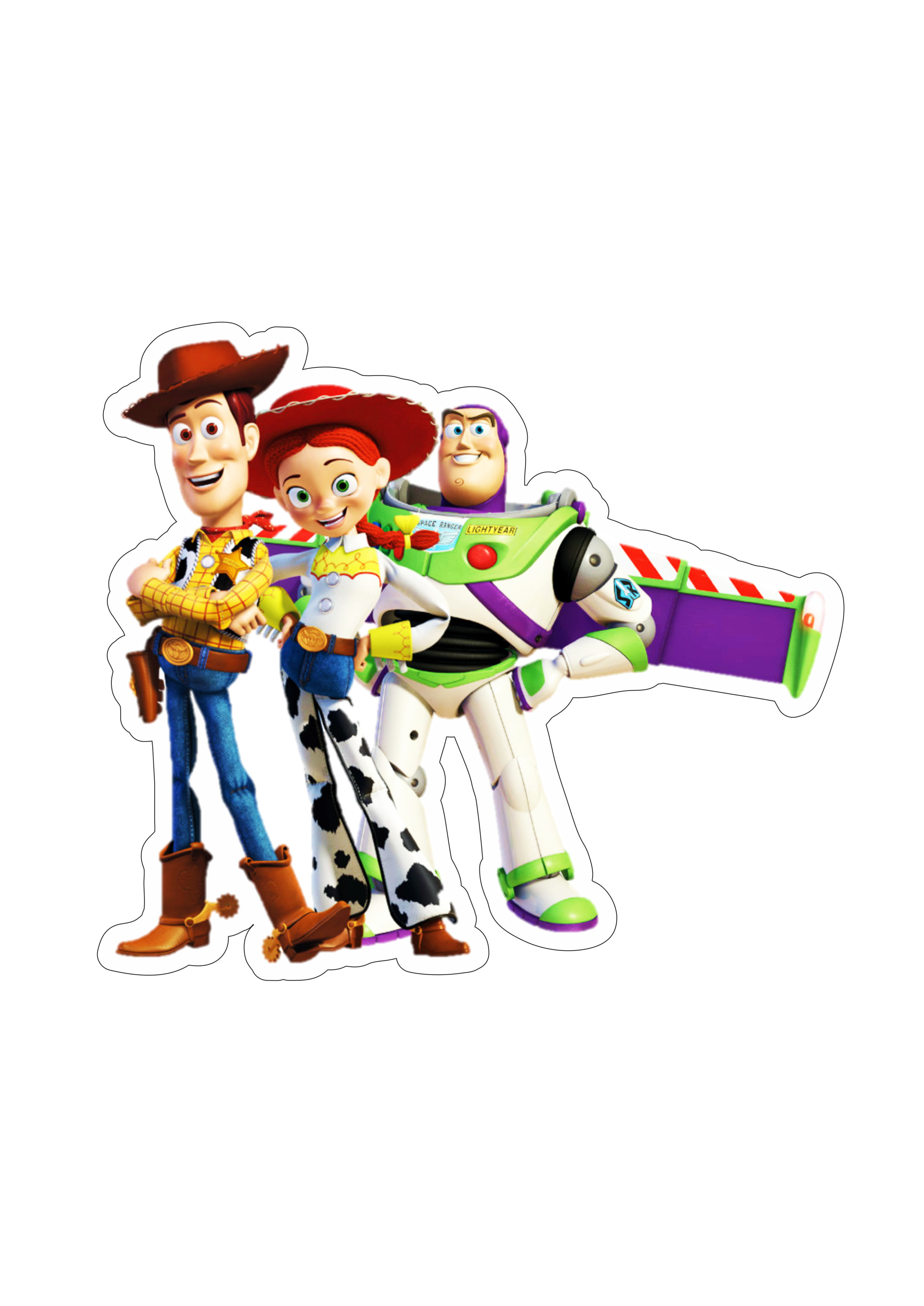 Toy story filme infantil Disney Woody Jessie e Buzz Lightyear brinquedos png