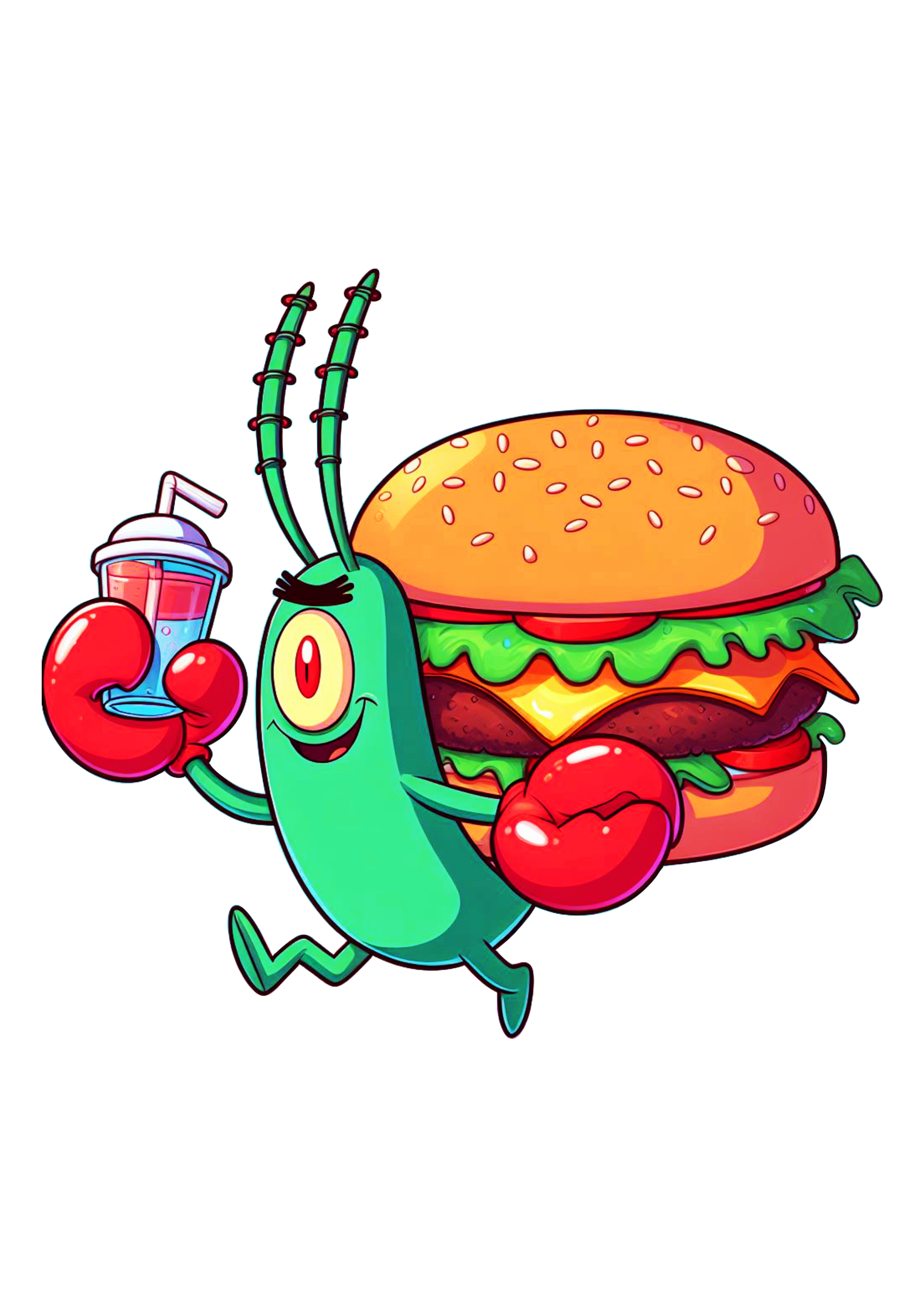 Plankton roubando hambúrguer Bob esponja png