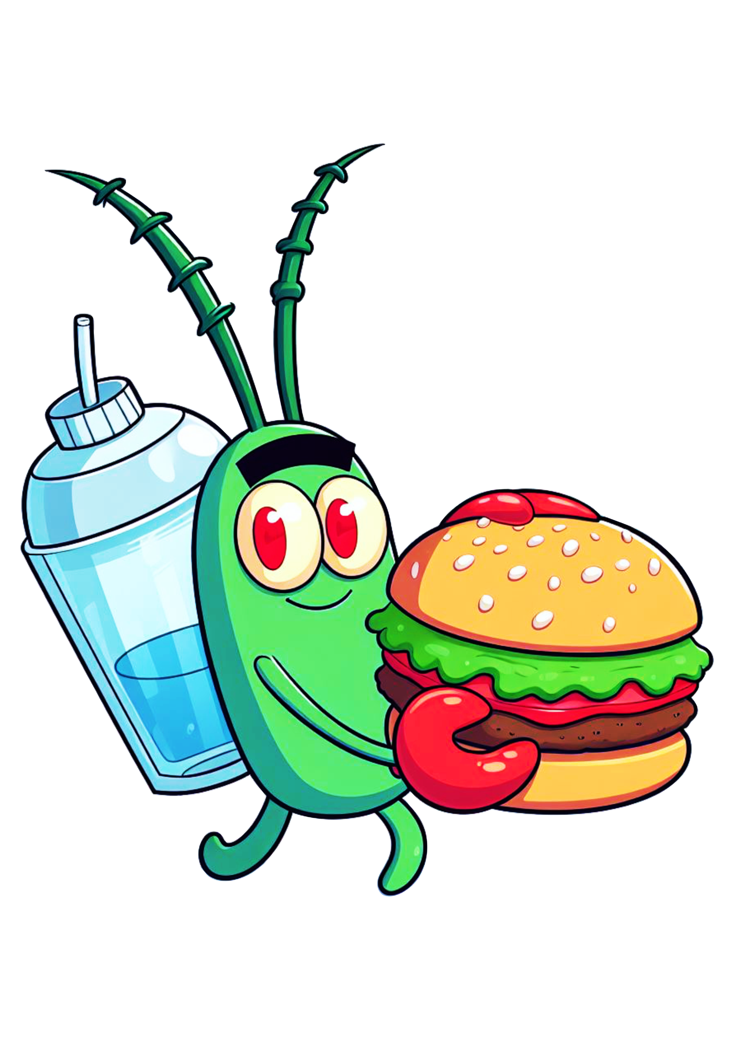 Plankton roubando hambúrguer de siri Bob esponja png