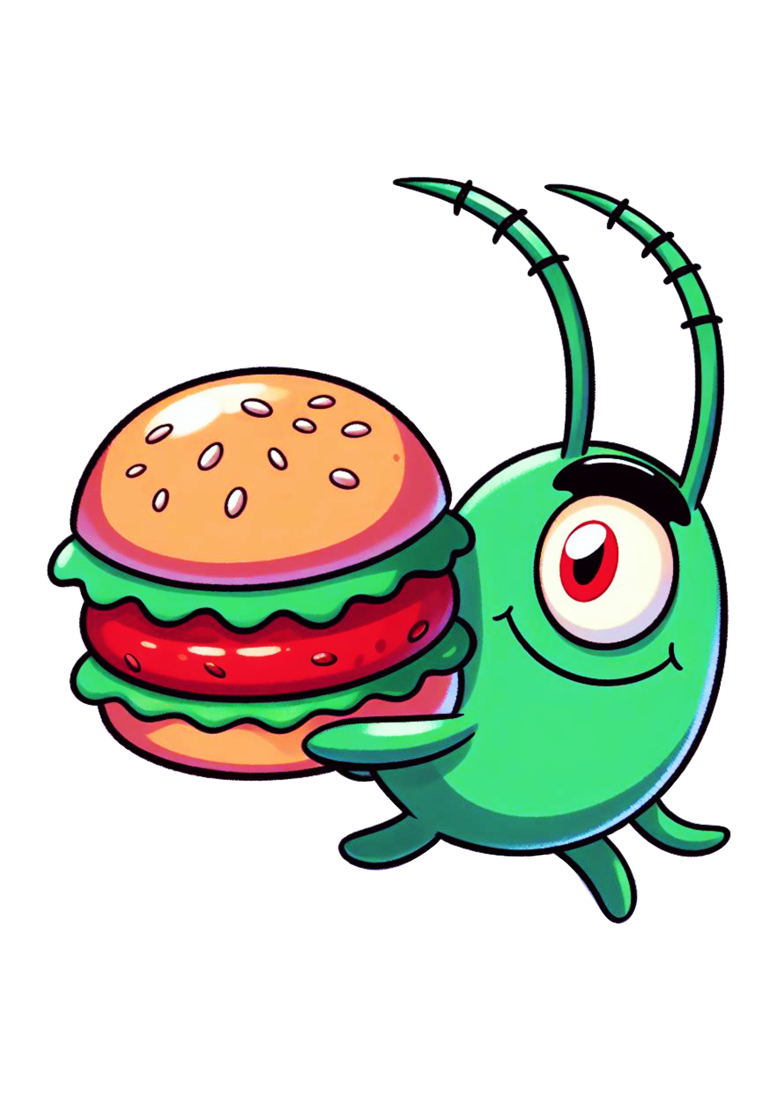 Plankton roubando hambúrguer de siri Bob esponja clipart png