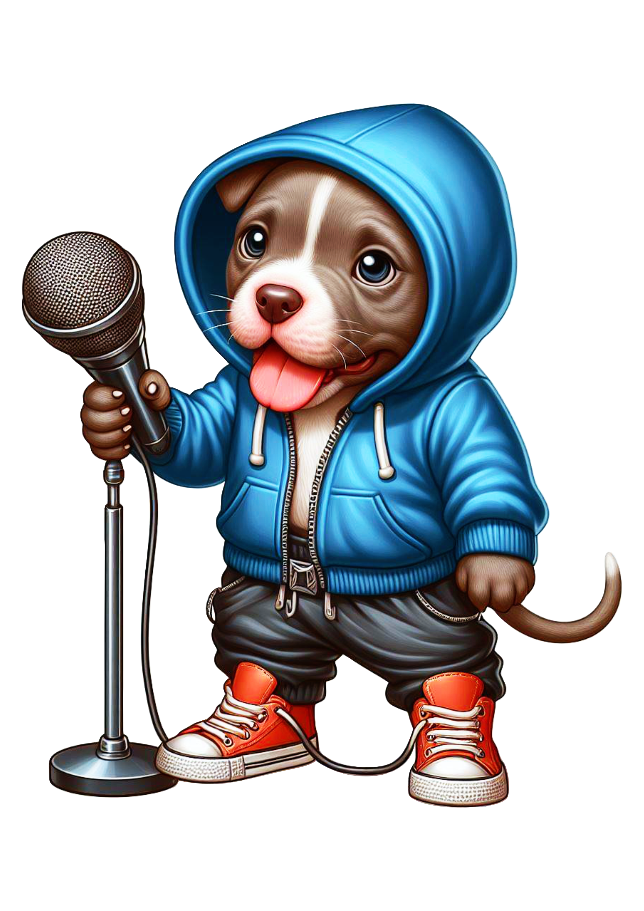Cachorrinho cantando rap pitbull ilustração png