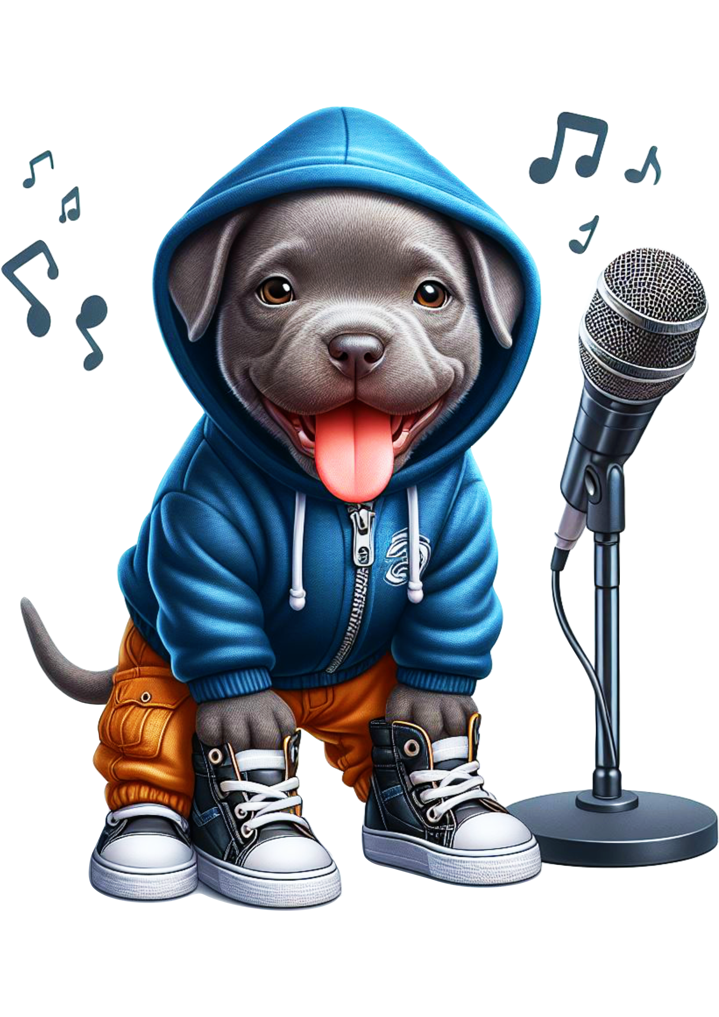 Cachorrinho cantando rap pitbull vetor png