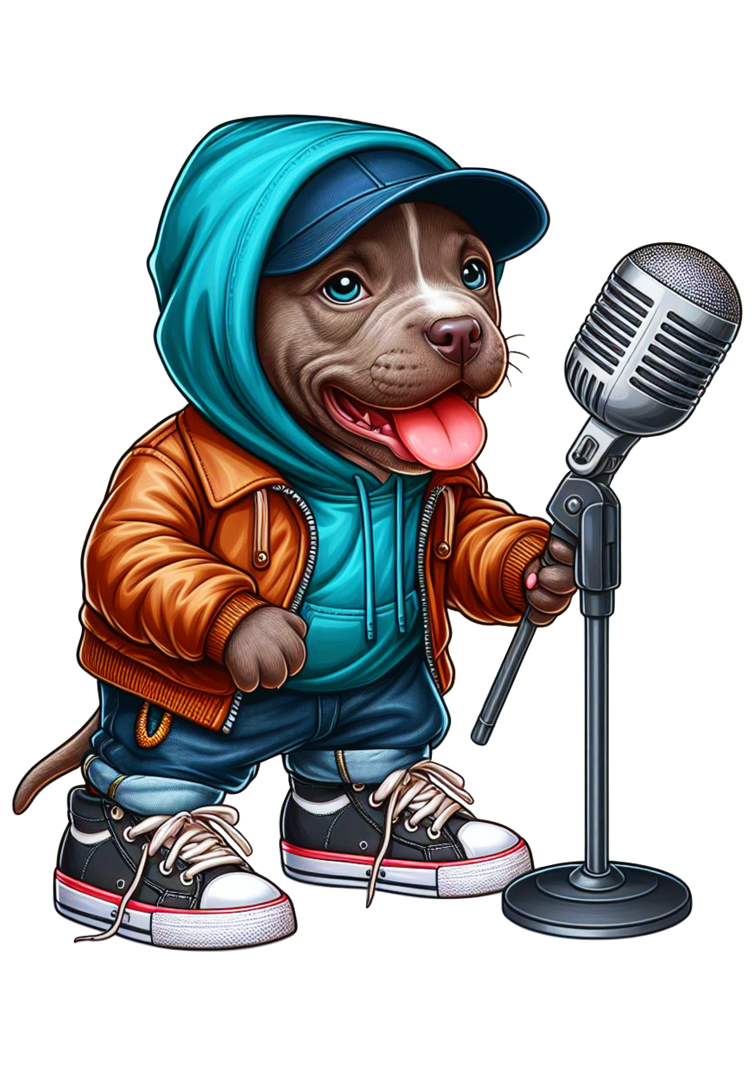 Cachorrinho cantando rap pitbull vetor artes gráficas free png