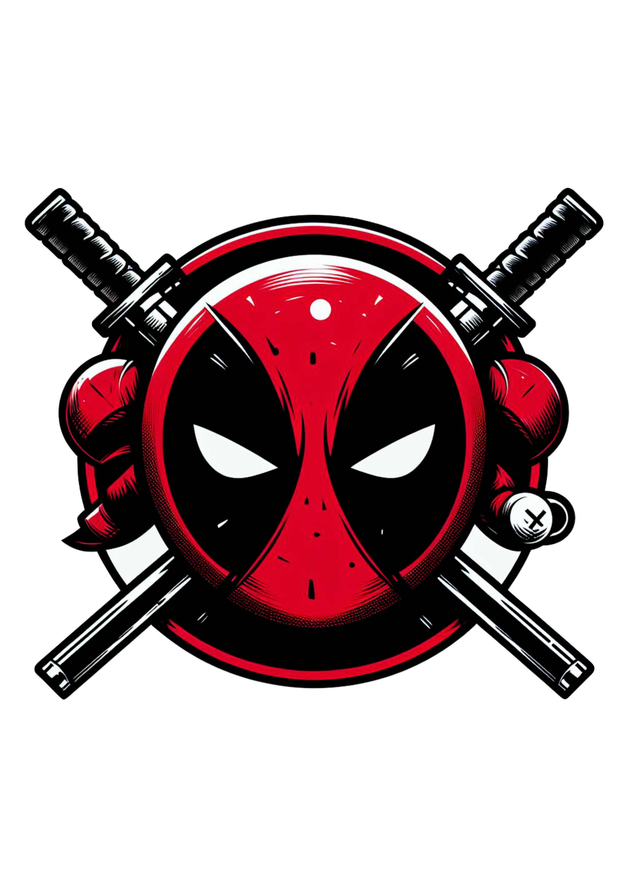 Deadpool herói Marvel desenho simples cartoon colorido cabeça logo artes visuais png