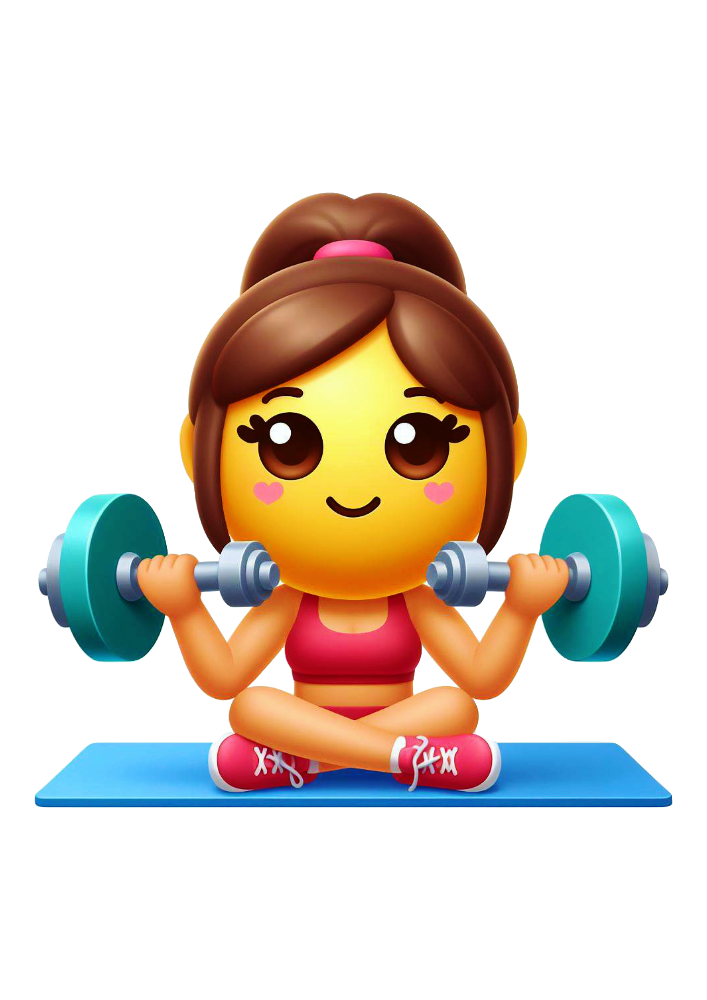 Emoji mulher treinando na academia musculação fundo transparente png
