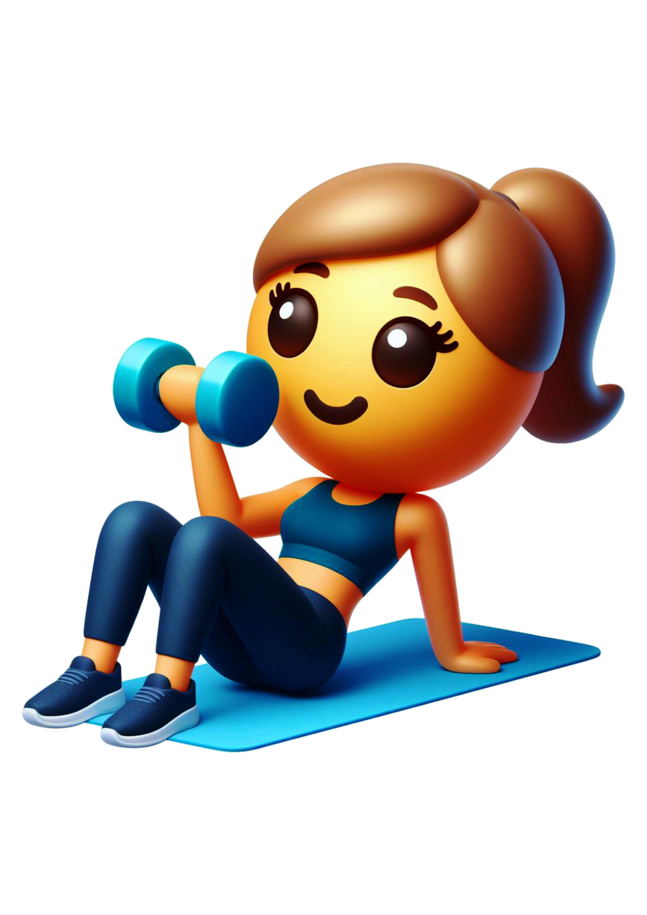 Emoji mulher treinando na academia musculação fundo transparente vetor png