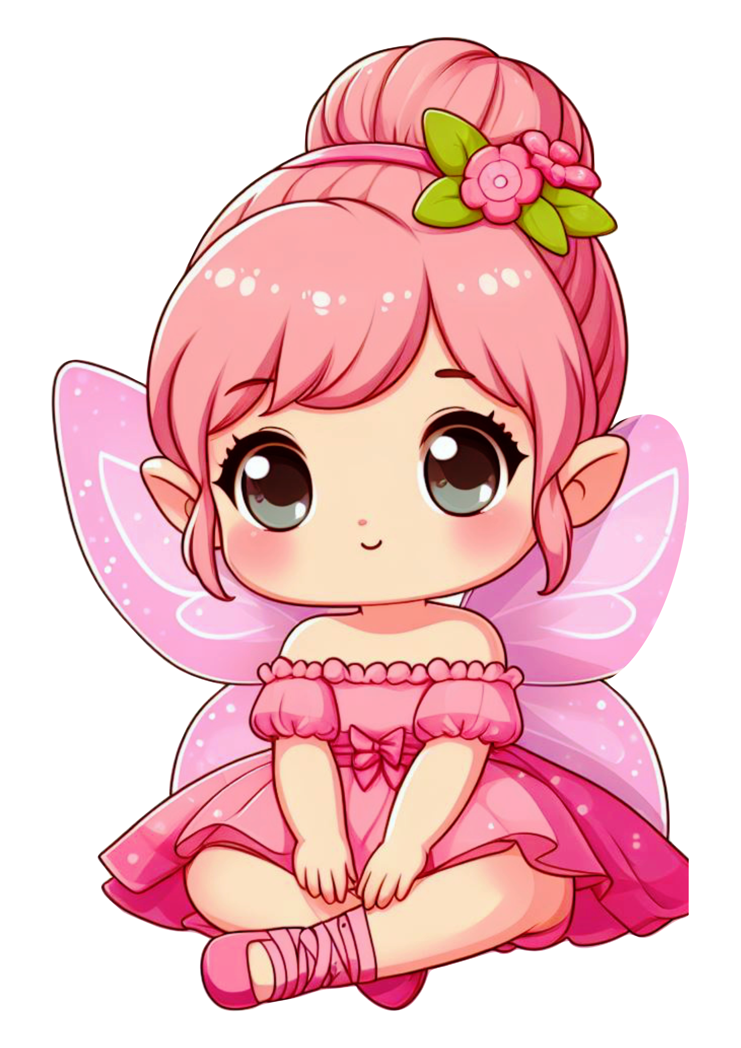 Desenho infantil fada rosa fofinha com asas de borboleta png