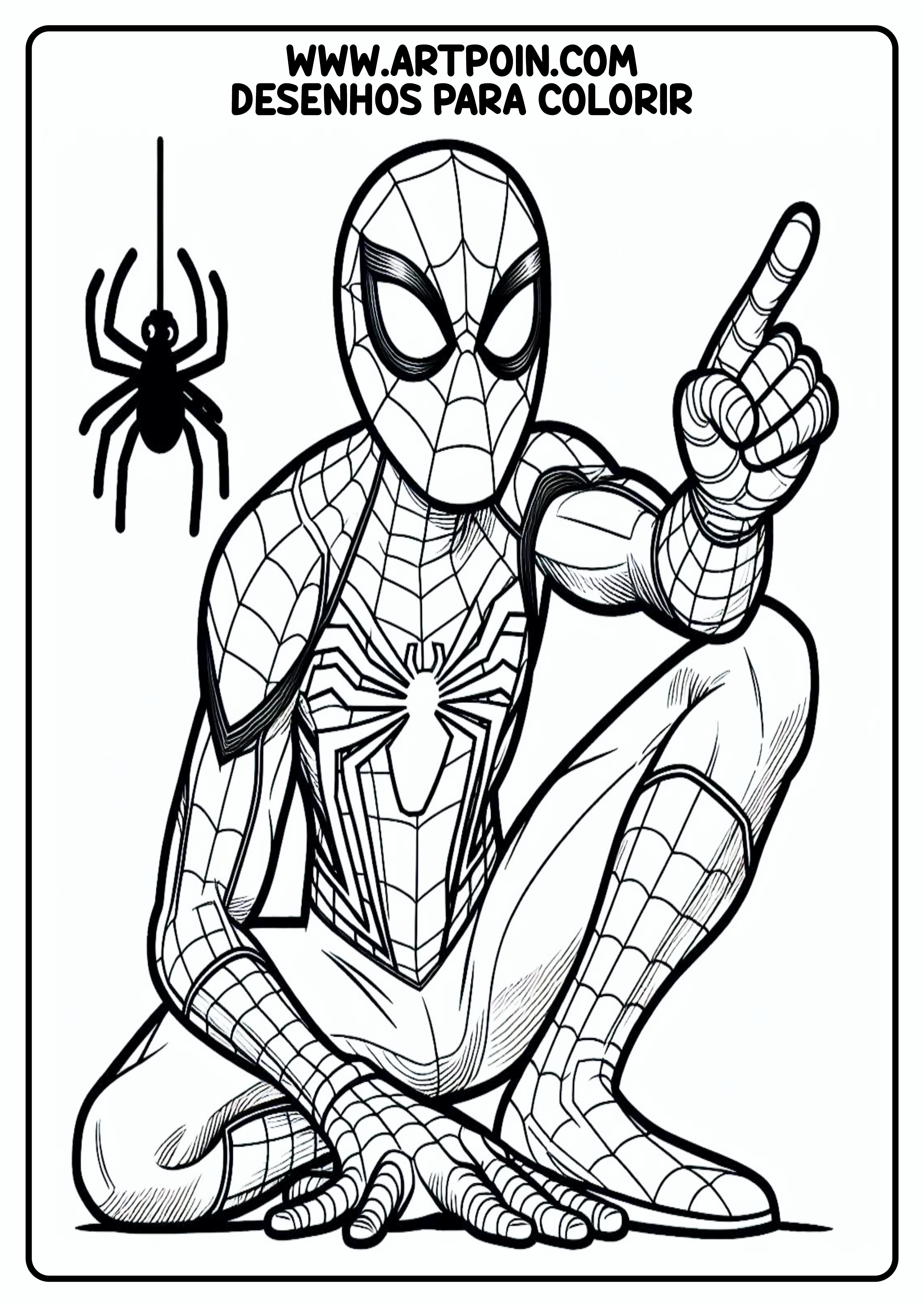 Homem-Aranha em ação desenho para colorir para imprimir Marvel ilustração png