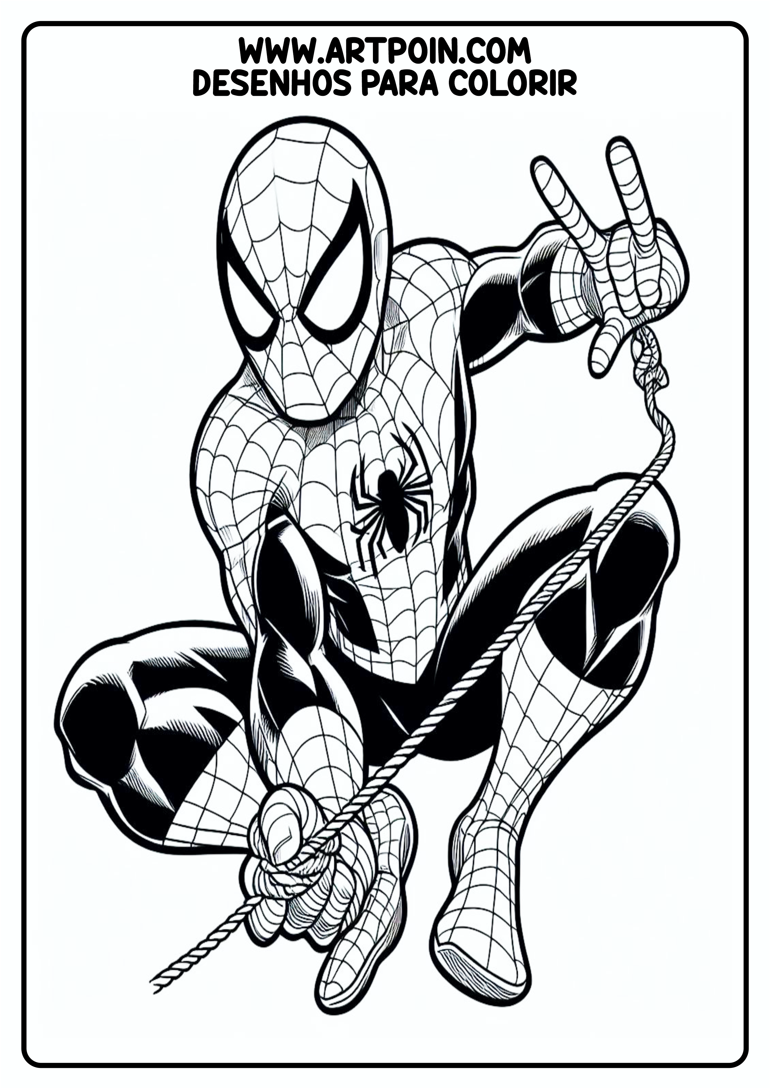 Homem-Aranha em ação desenho para colorir para imprimir Marvel ilustração infantil spider-man png