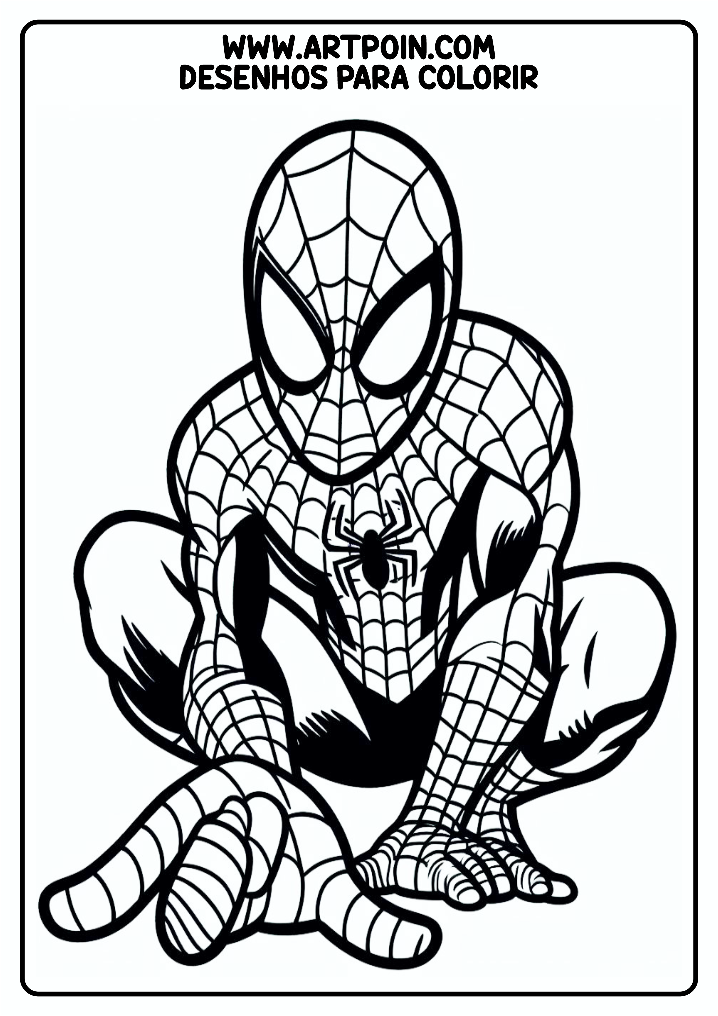 Homem-Aranha em ação desenho para colorir para imprimir Marvel ilustração infantil spider-man monocromático artes png