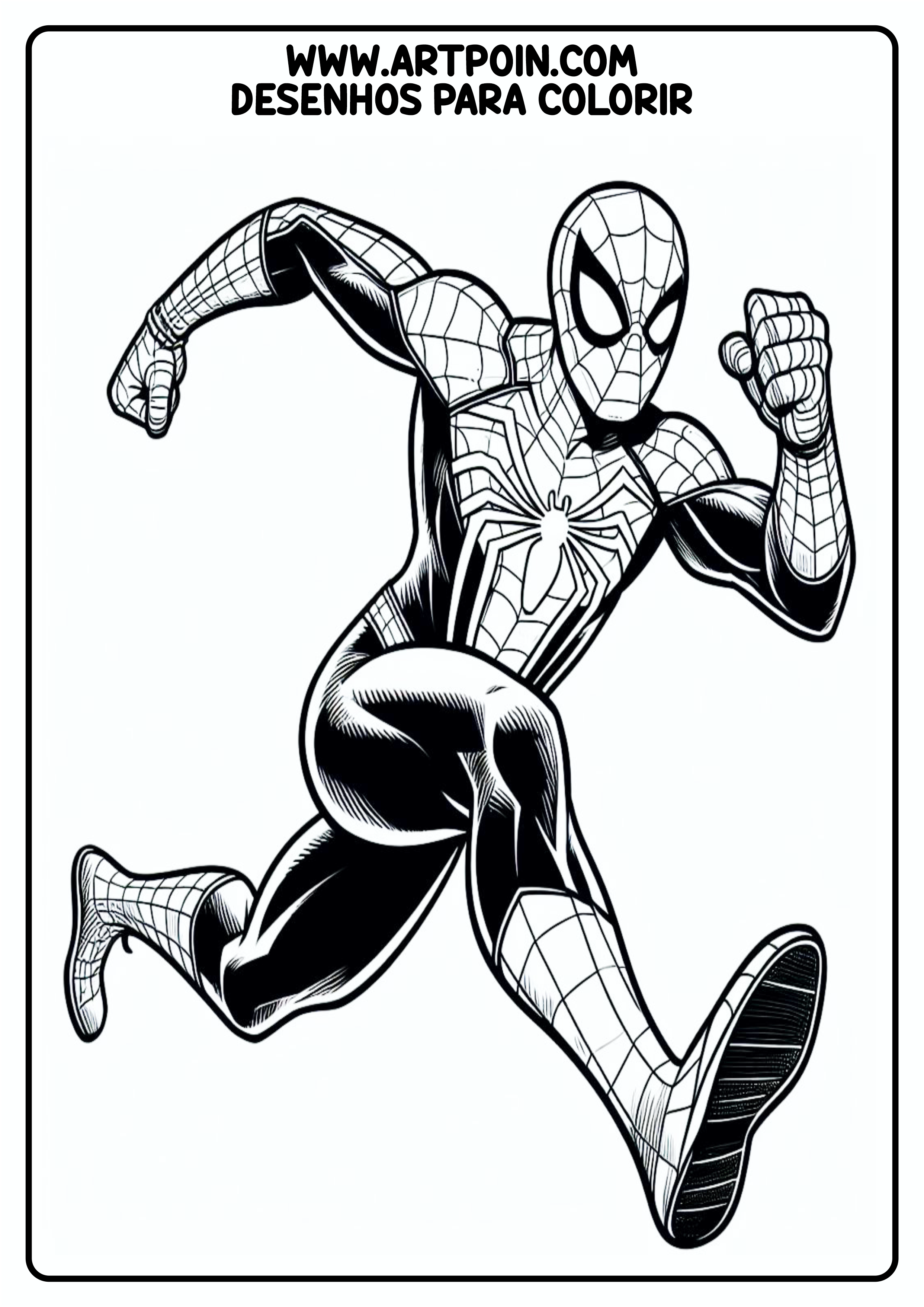 Homem-Aranha em ação desenho para colorir para imprimir Marvel atividade png