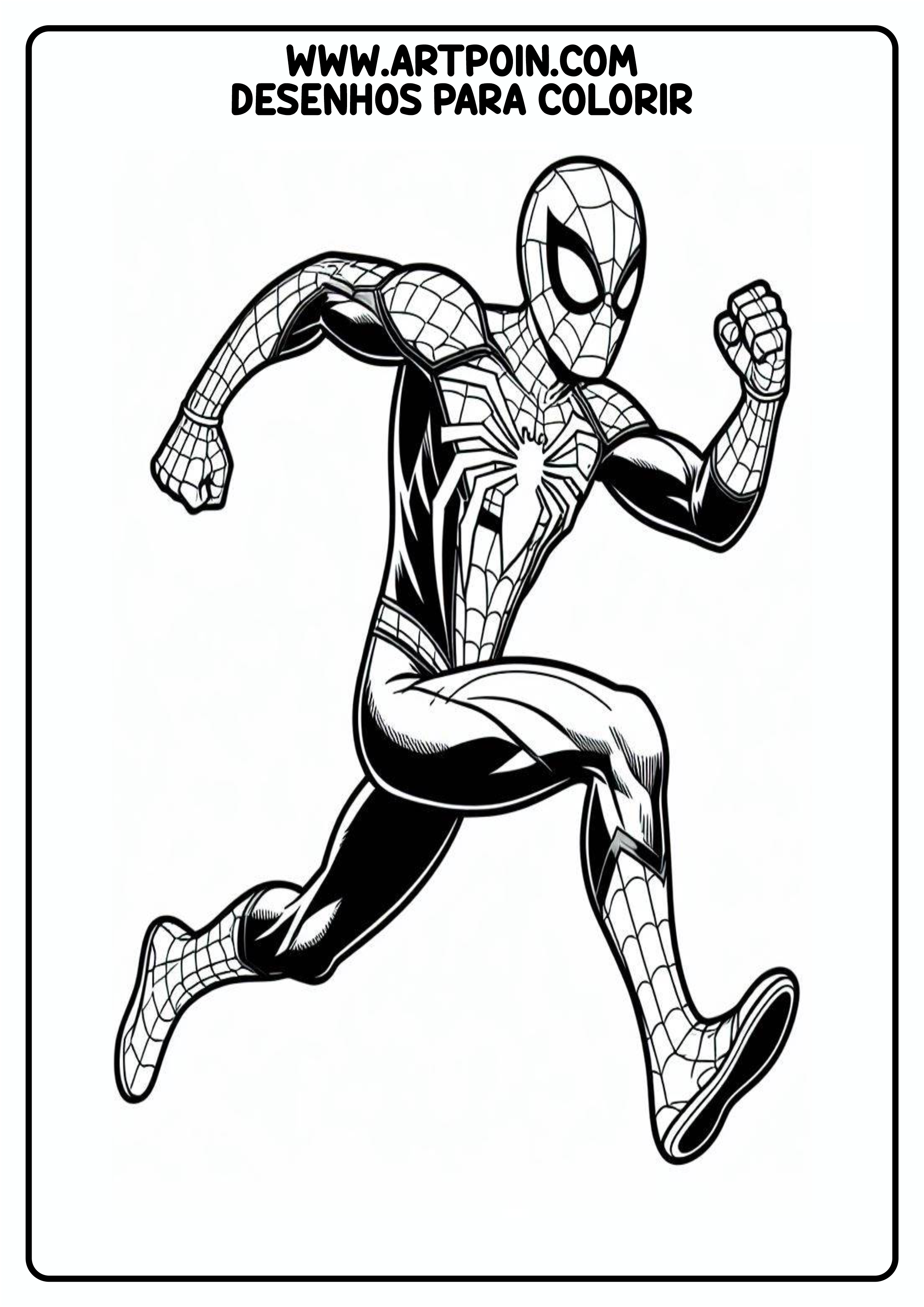 Homem-Aranha em ação desenho para colorir para imprimir Marvel atividade para crianças png