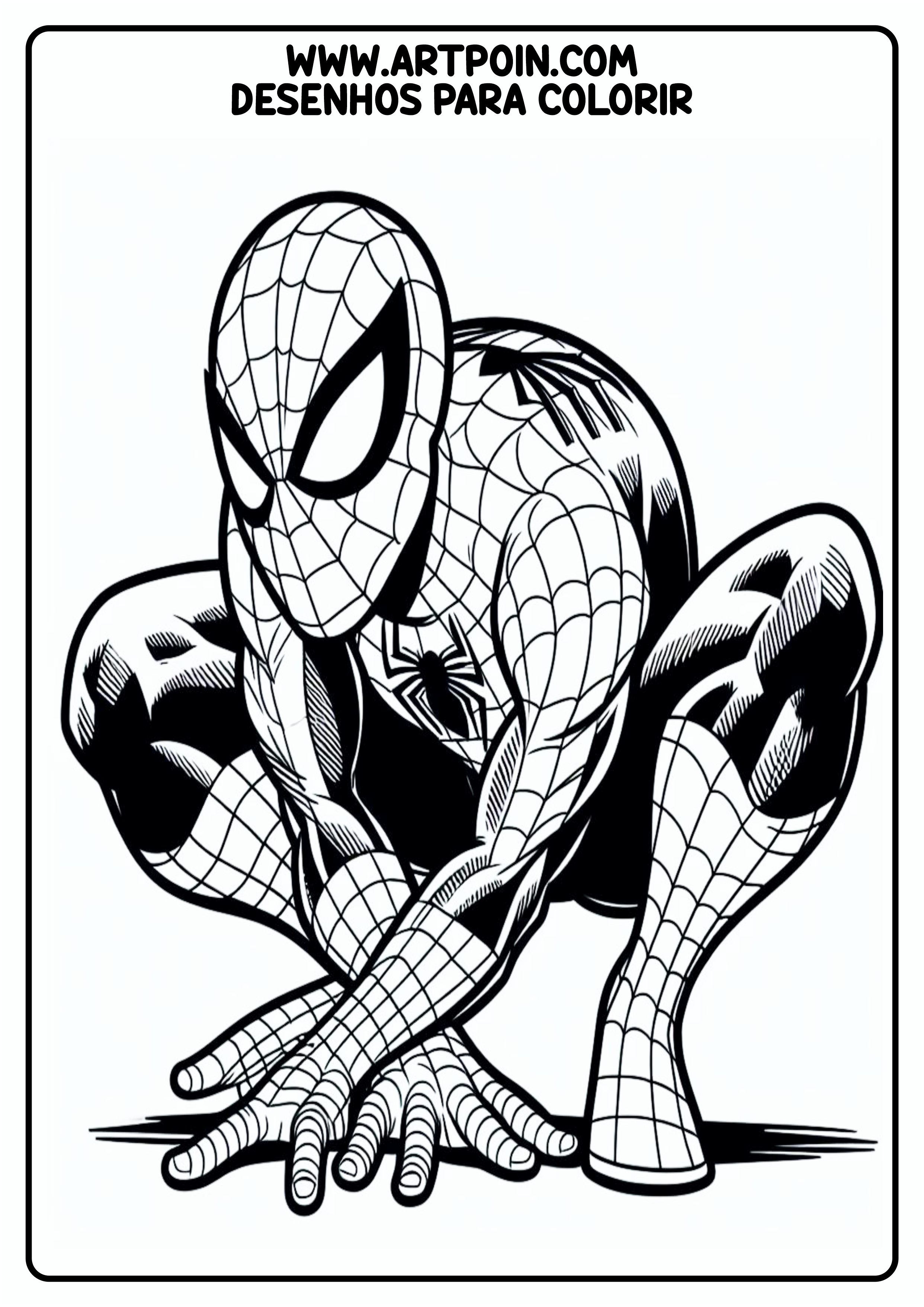 Homem-Aranha em ação desenho para colorir para imprimir Marvel atividade de pintura png