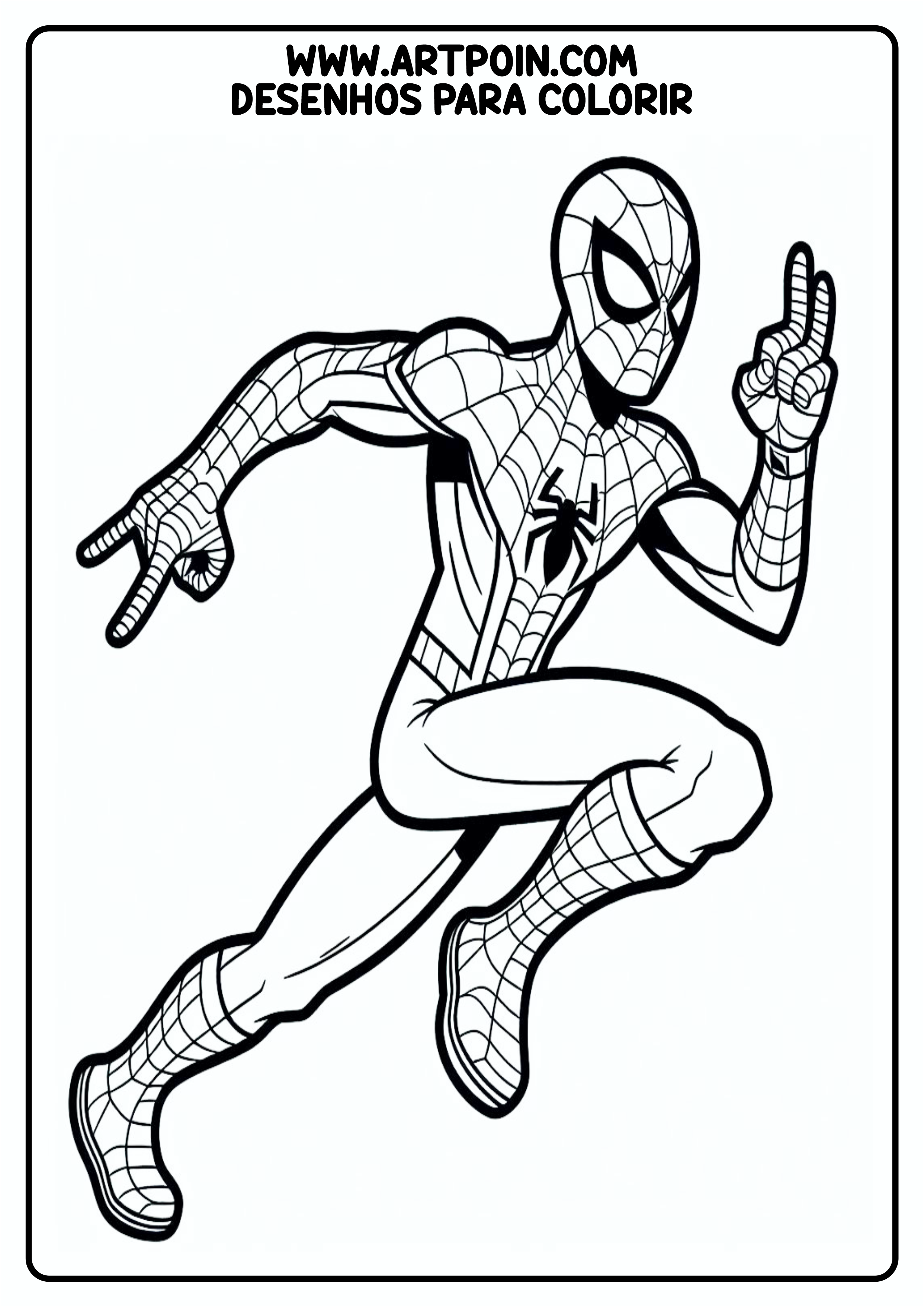 Homem-Aranha em ação desenho para colorir para imprimir super herói Marvel png