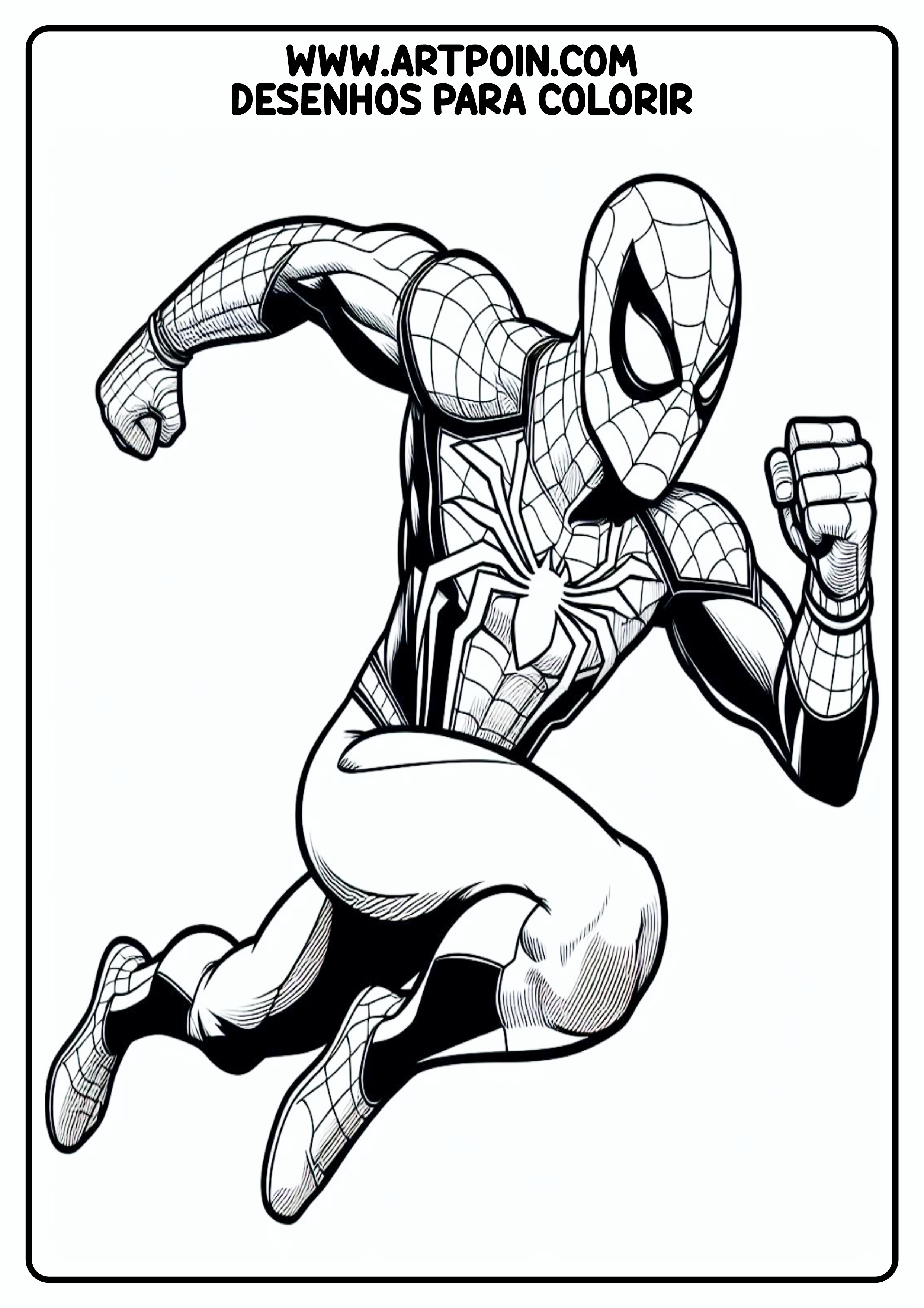 Homem-Aranha em ação desenho para colorir para imprimir super herói Marvel quadrinhos png
