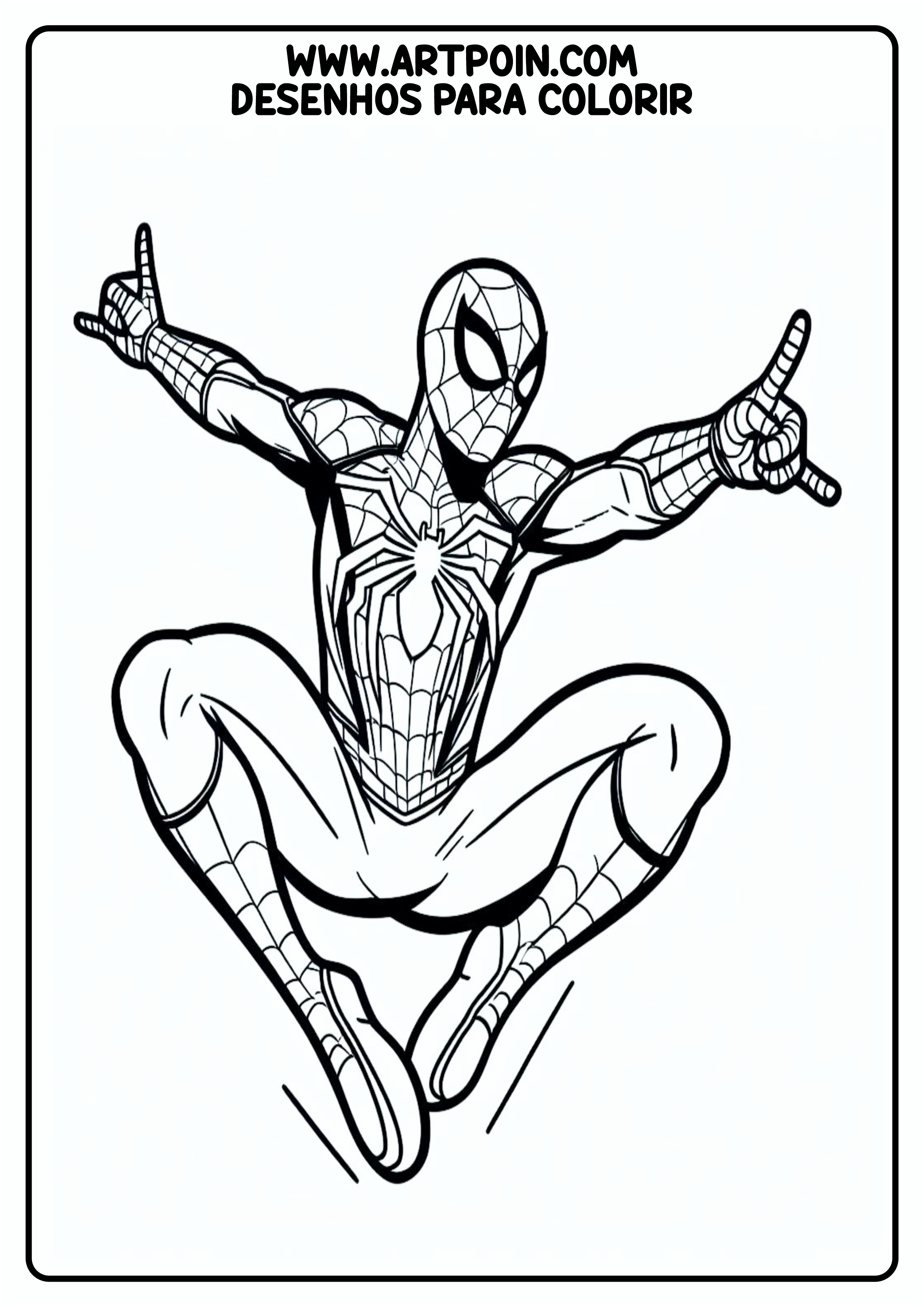 Para colorir Homem-Aranha em ação pendurado desenho infantil coloring page cartoon png